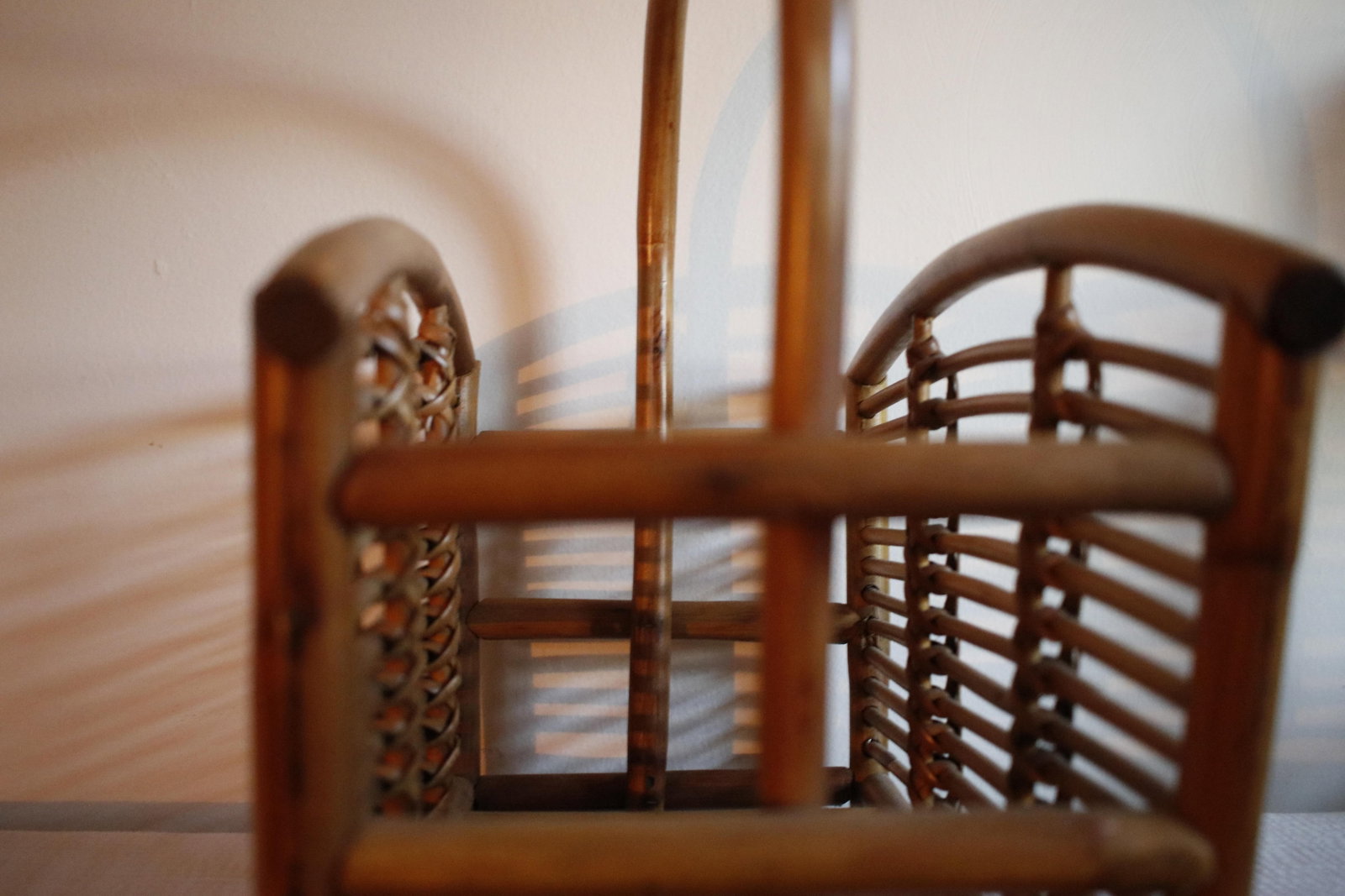 Mid Century Tortoise Bamboo Rattan Magazine Rack After Franco Albini - 8
