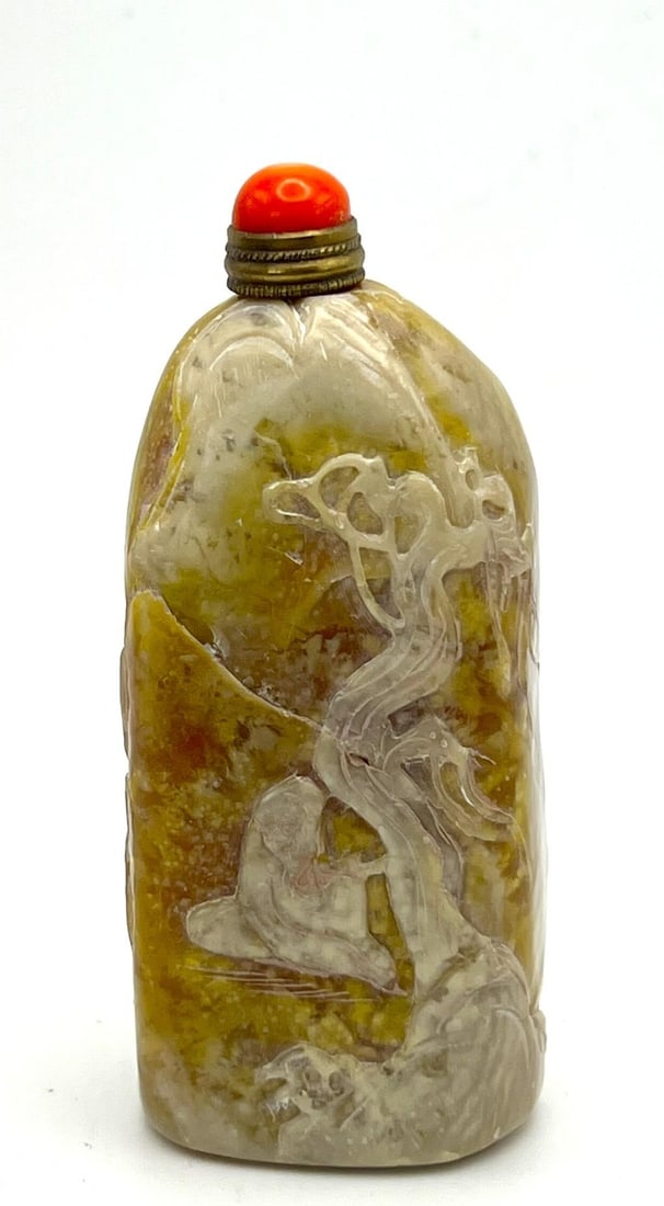 Vintage Carved Soapstone Snuff Bottle - 4