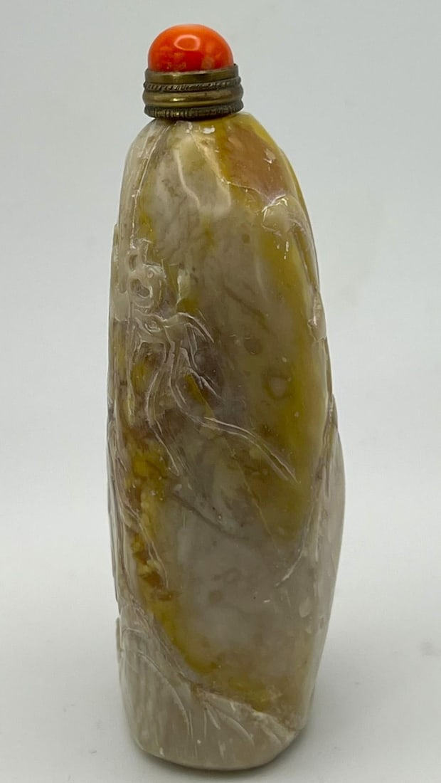 Vintage Carved Soapstone Snuff Bottle - 5