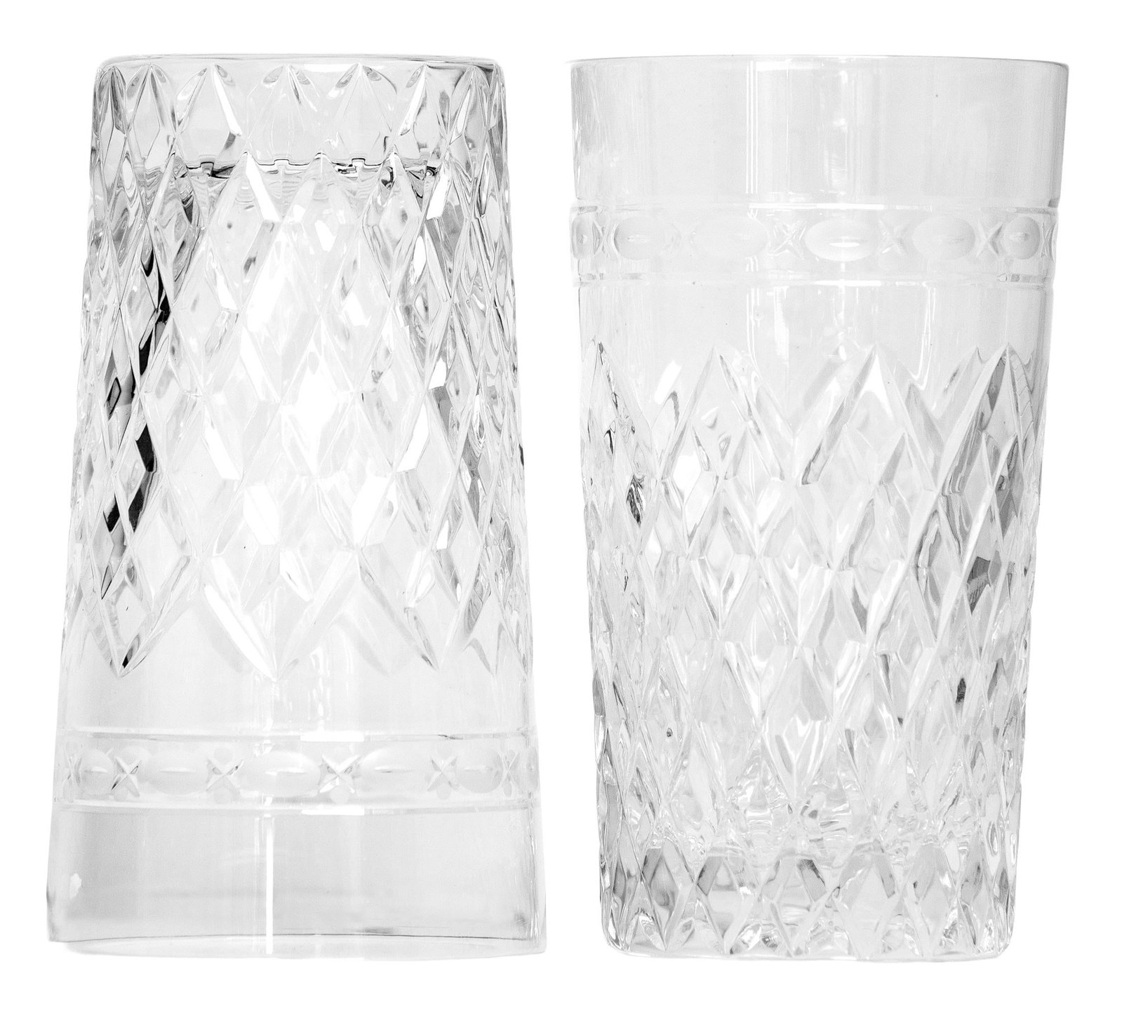 Late 20th Century Wedgewood "Cheslyn" Crystal 5oz Tumblers With Diamond Cut Pattern; Set of 8 - 6