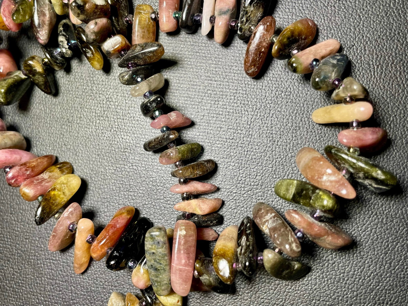Gemstone Necklace Rainbow Tourmaline Graduated Stick Necklace Sterling Silver Clasp - 3