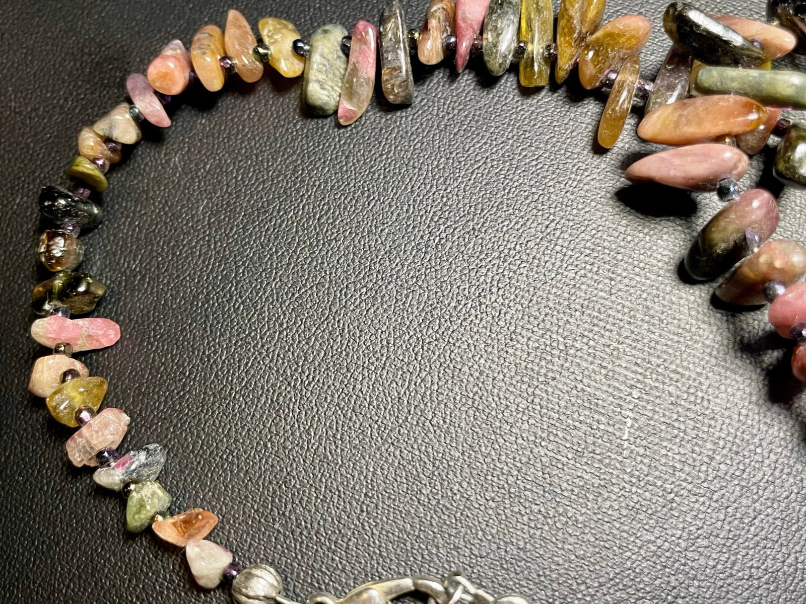 Gemstone Necklace Rainbow Tourmaline Graduated Stick Necklace Sterling Silver Clasp - 4