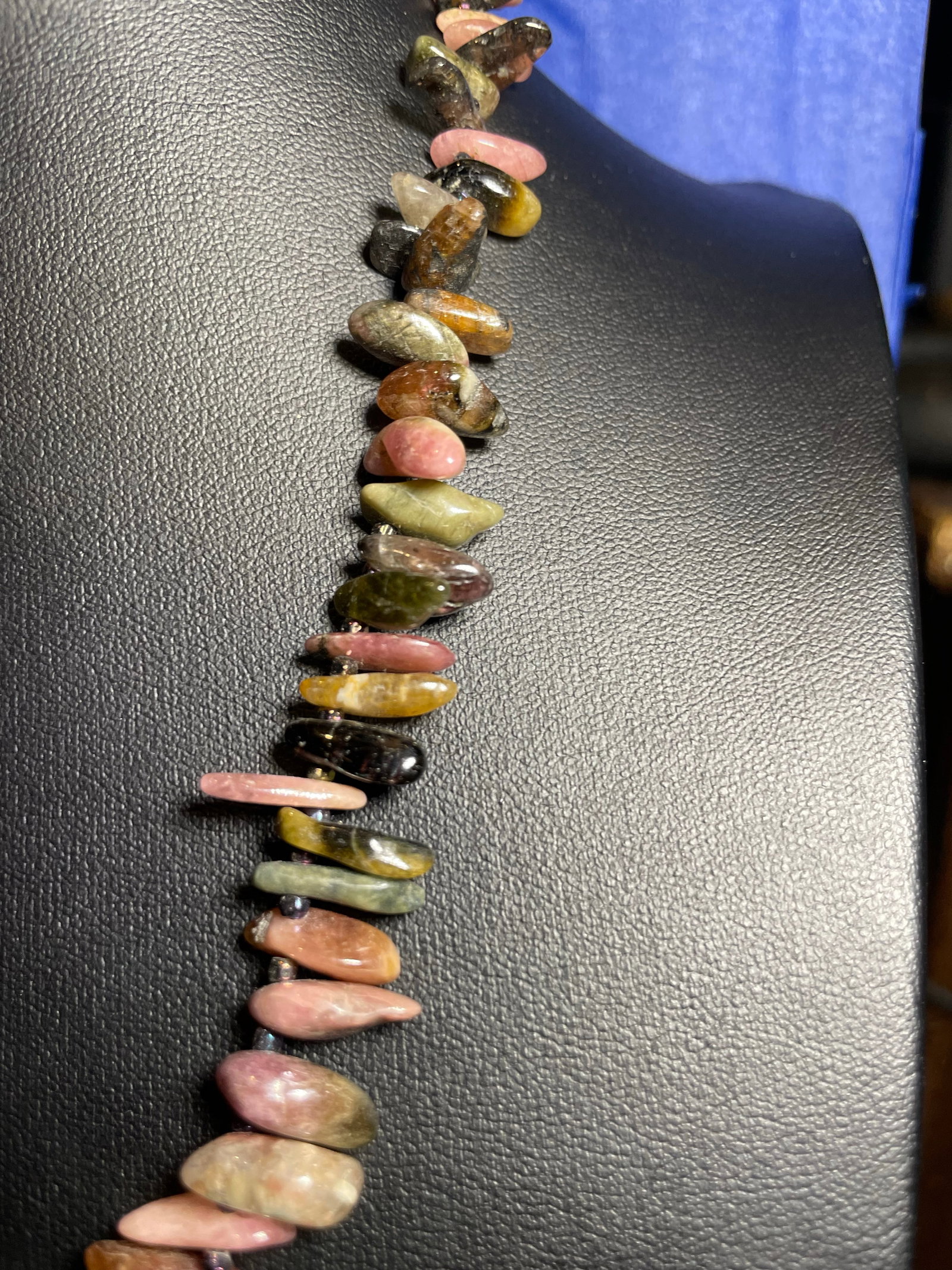 Gemstone Necklace Rainbow Tourmaline Graduated Stick Necklace Sterling Silver Clasp - 5