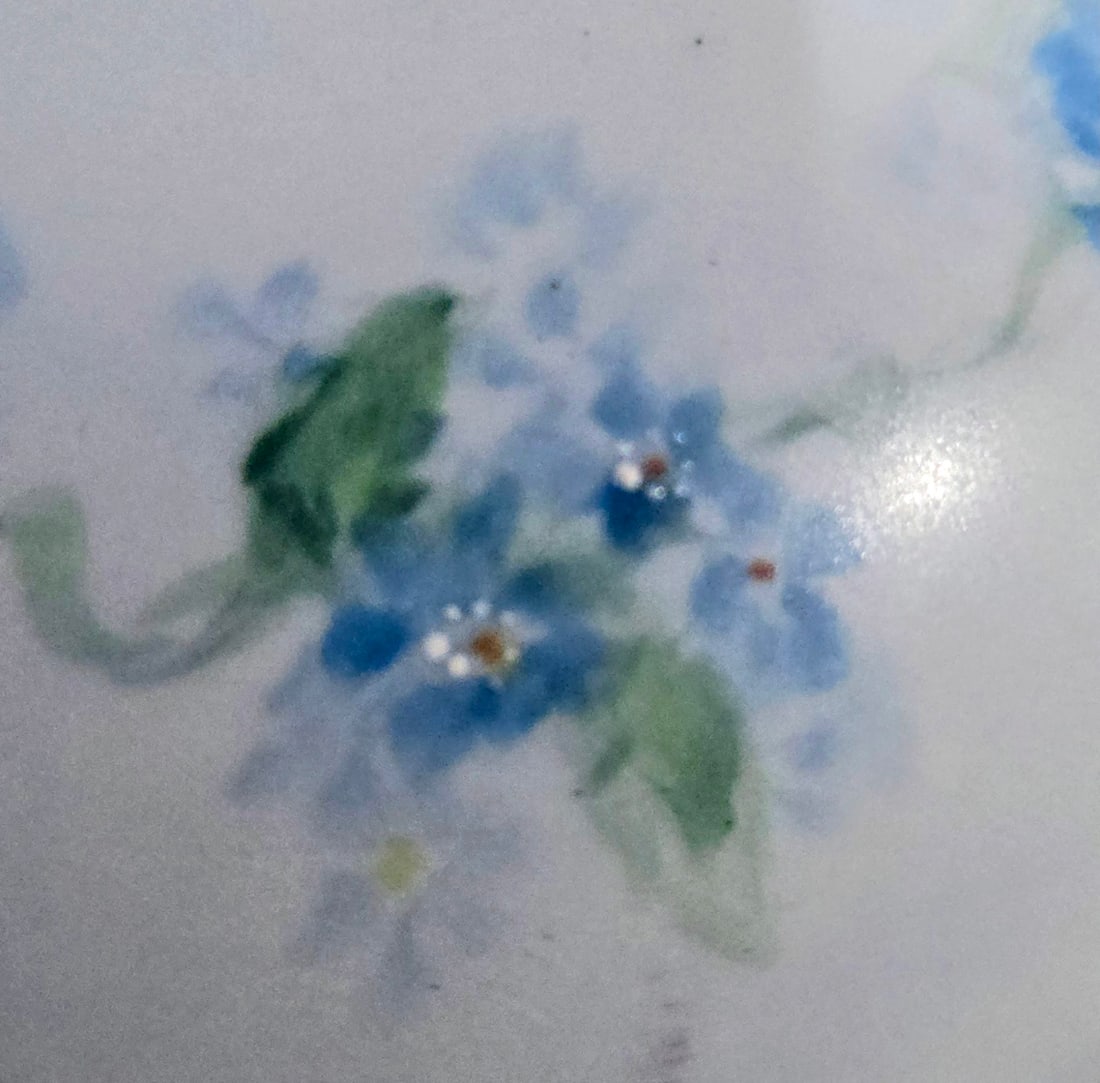 Antique William Guerin Limoges Pale Blue Forget-Me-Not Trinket Box W/Stand - 6