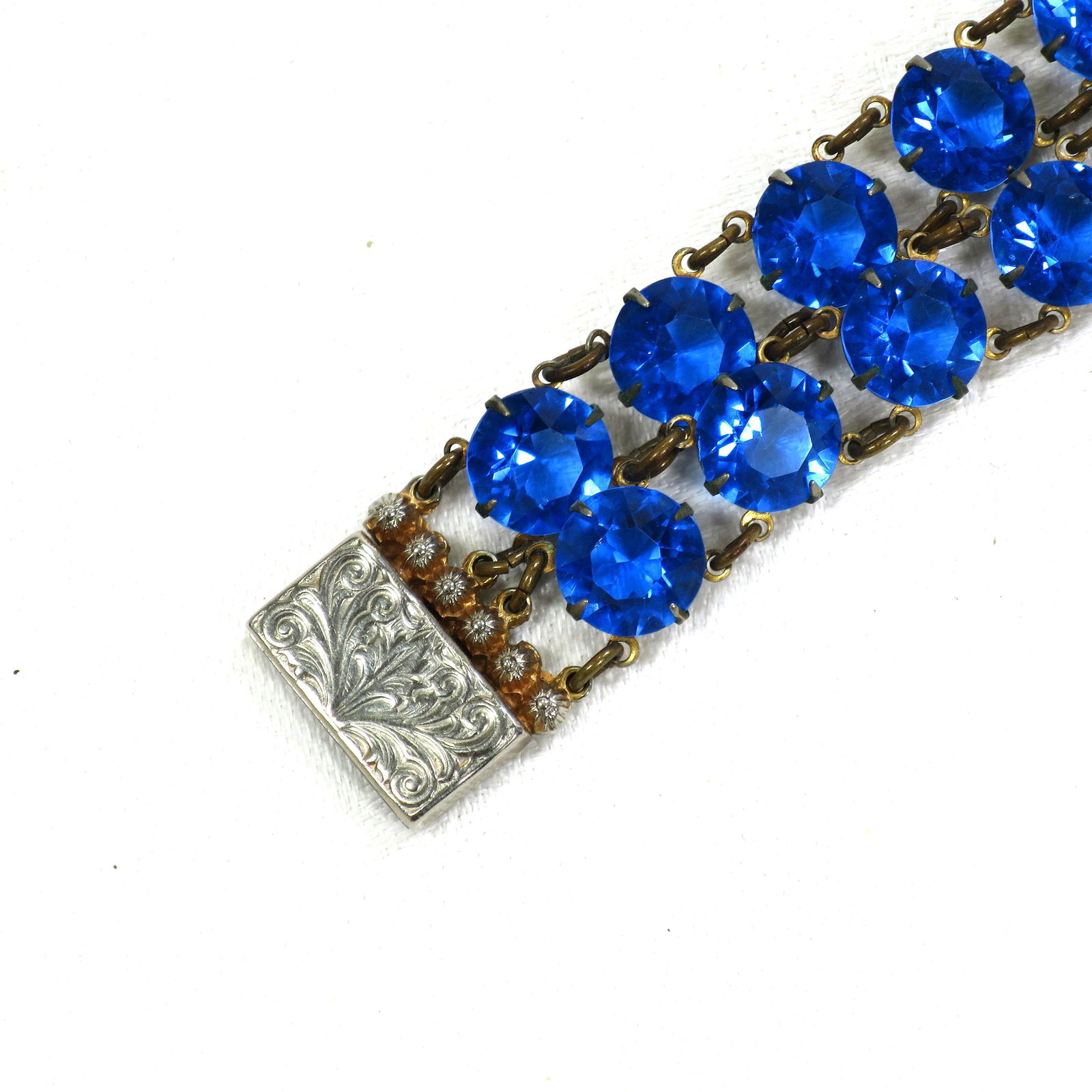 Vintage Austrian Sapphire Crystal Bracelet 1950s - 3