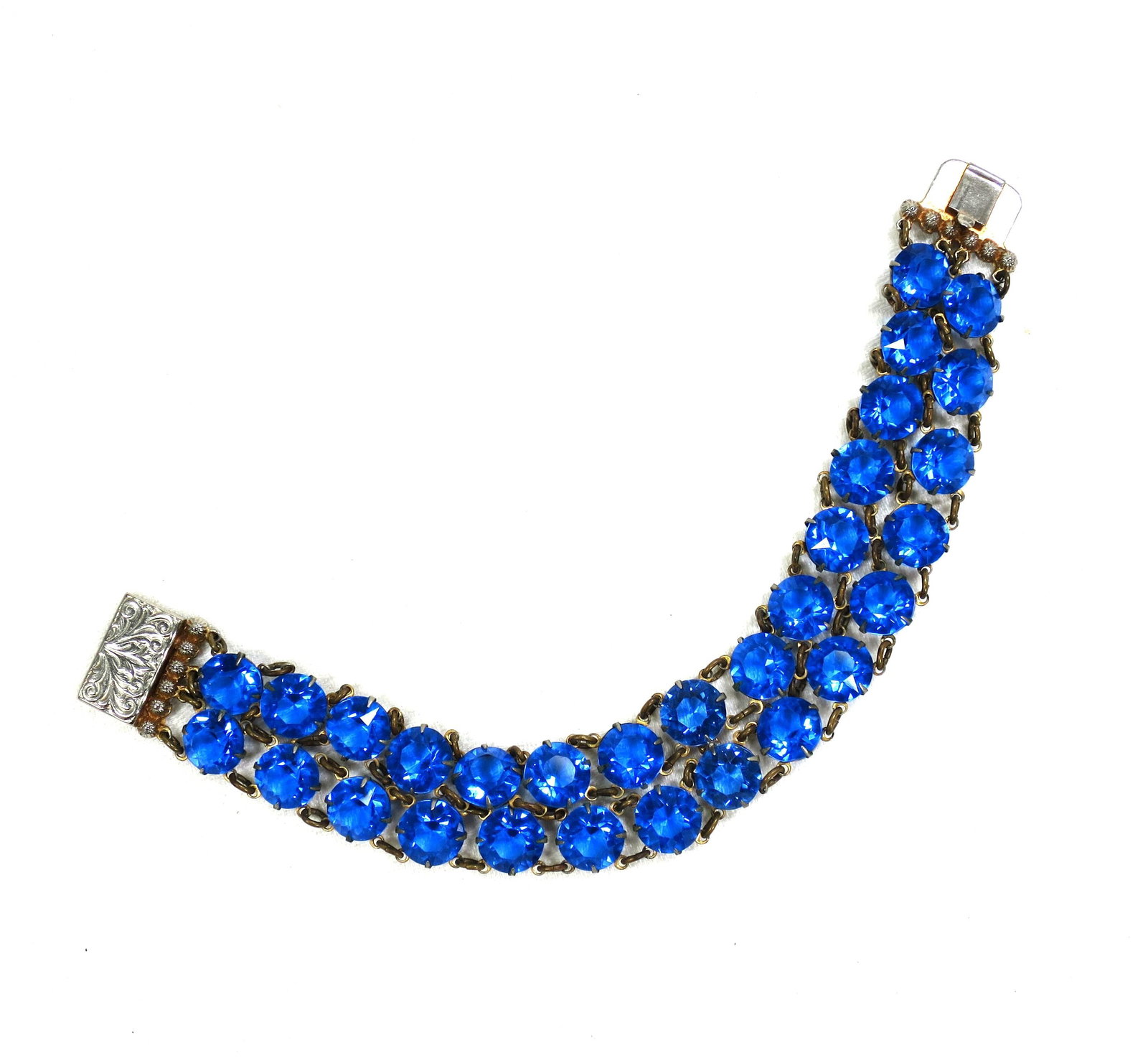 Vintage Austrian Sapphire Crystal Bracelet 1950s - 4