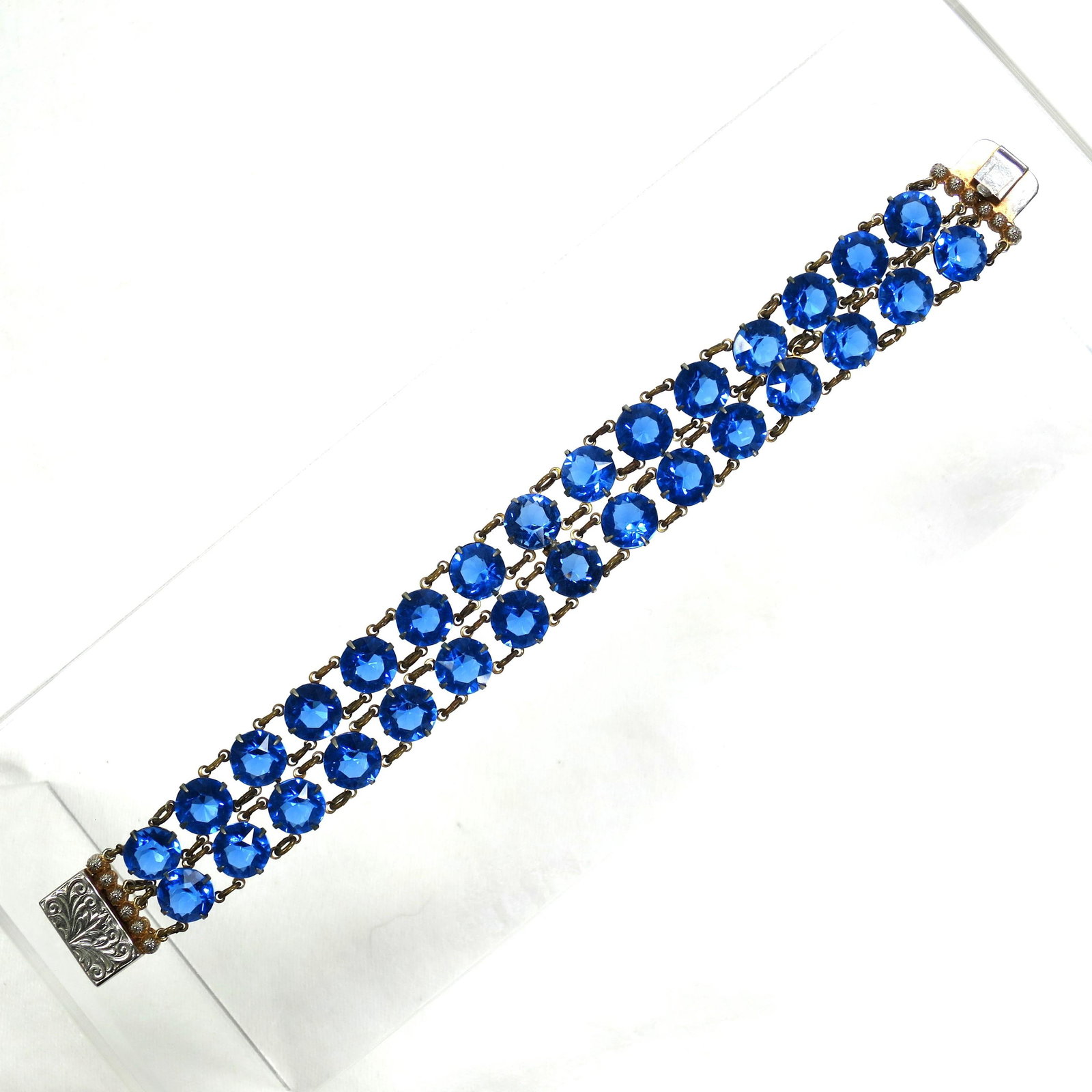 Vintage Austrian Sapphire Crystal Bracelet 1950s - 5