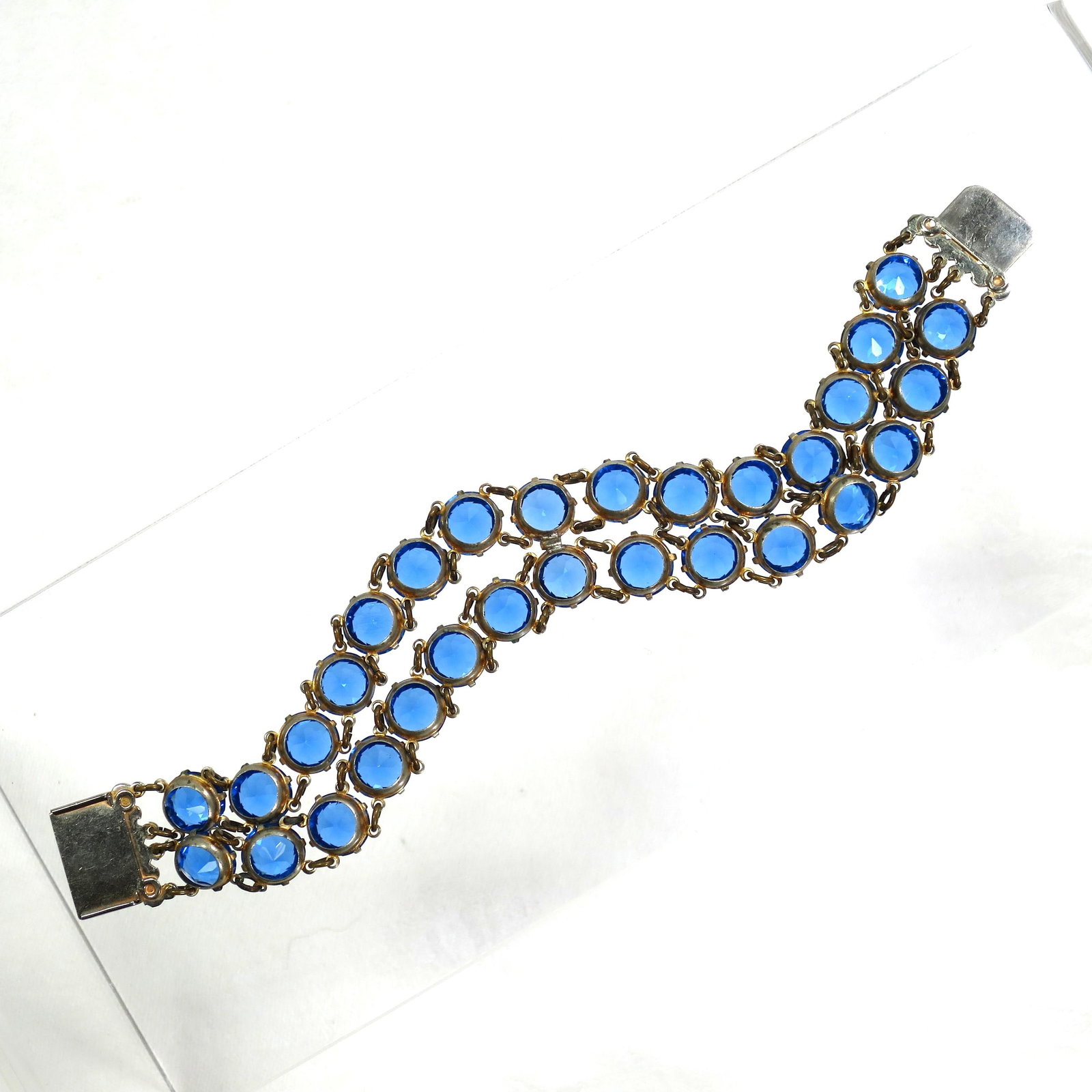 Vintage Austrian Sapphire Crystal Bracelet 1950s - 8