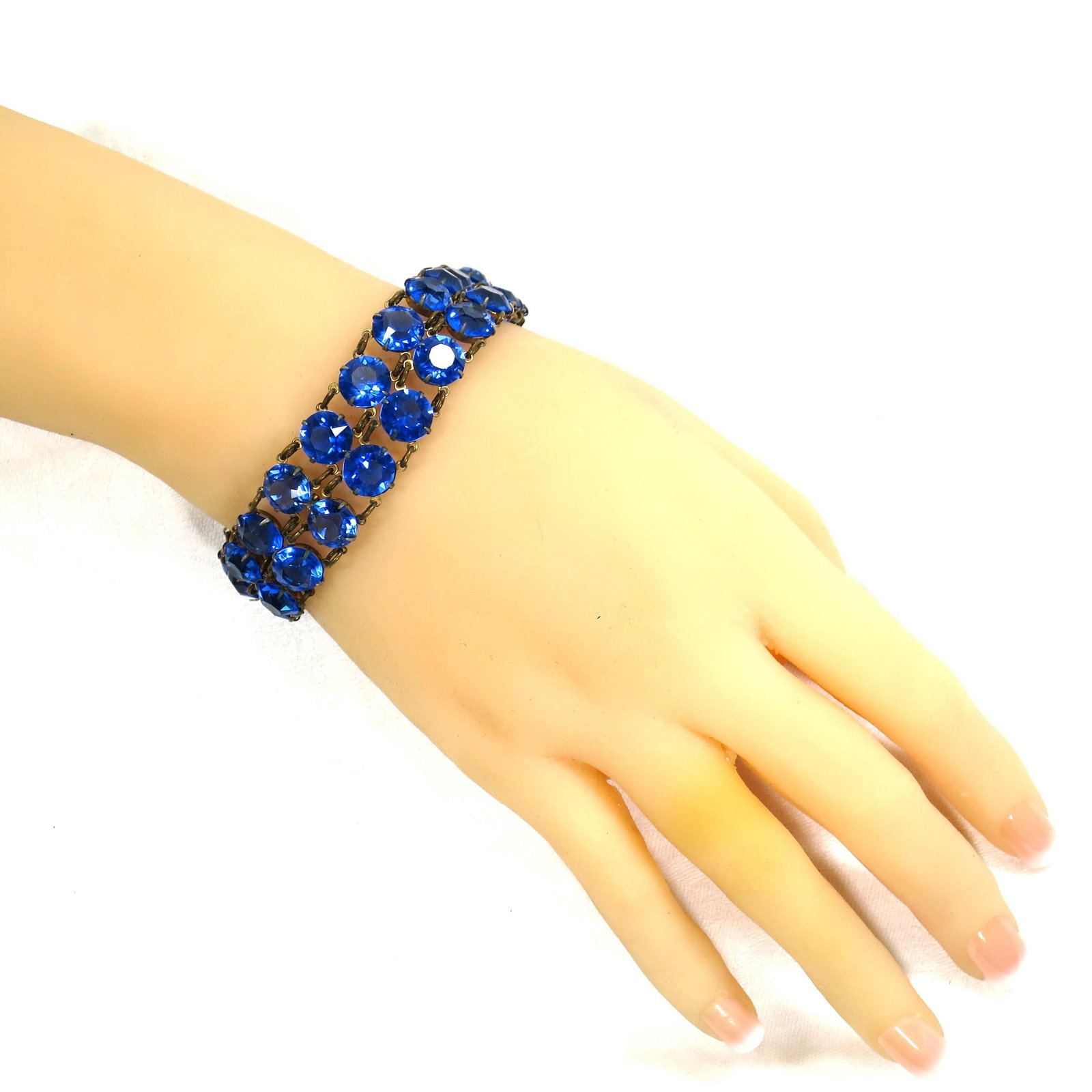 Vintage Austrian Sapphire Crystal Bracelet 1950s - 9