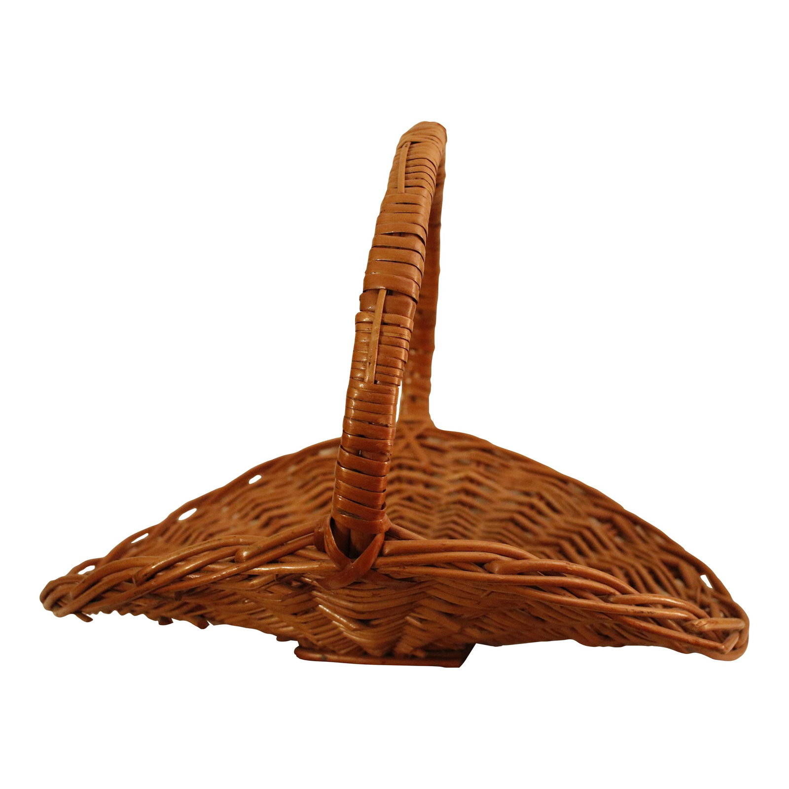 Handmade Vintage French Provincial Wicker Gathering Flower Basket: This truly exquisite vintage flower gathering basket from the early 20th century embodies the rustic elegance of the French Provincial style. Handwoven with meticulous attention to detail, its