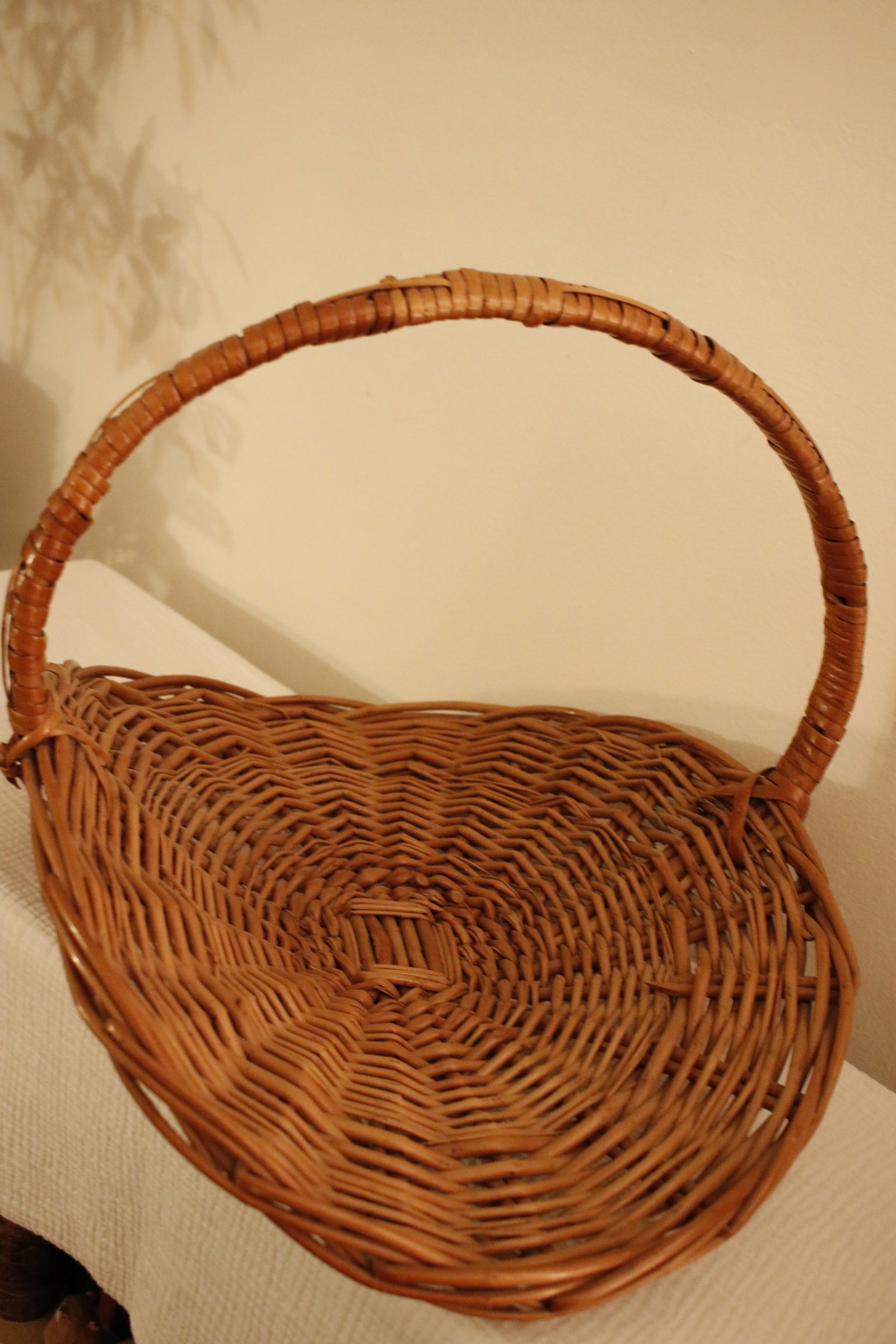 Handmade Vintage French Provincial Wicker Gathering Flower Basket - 9