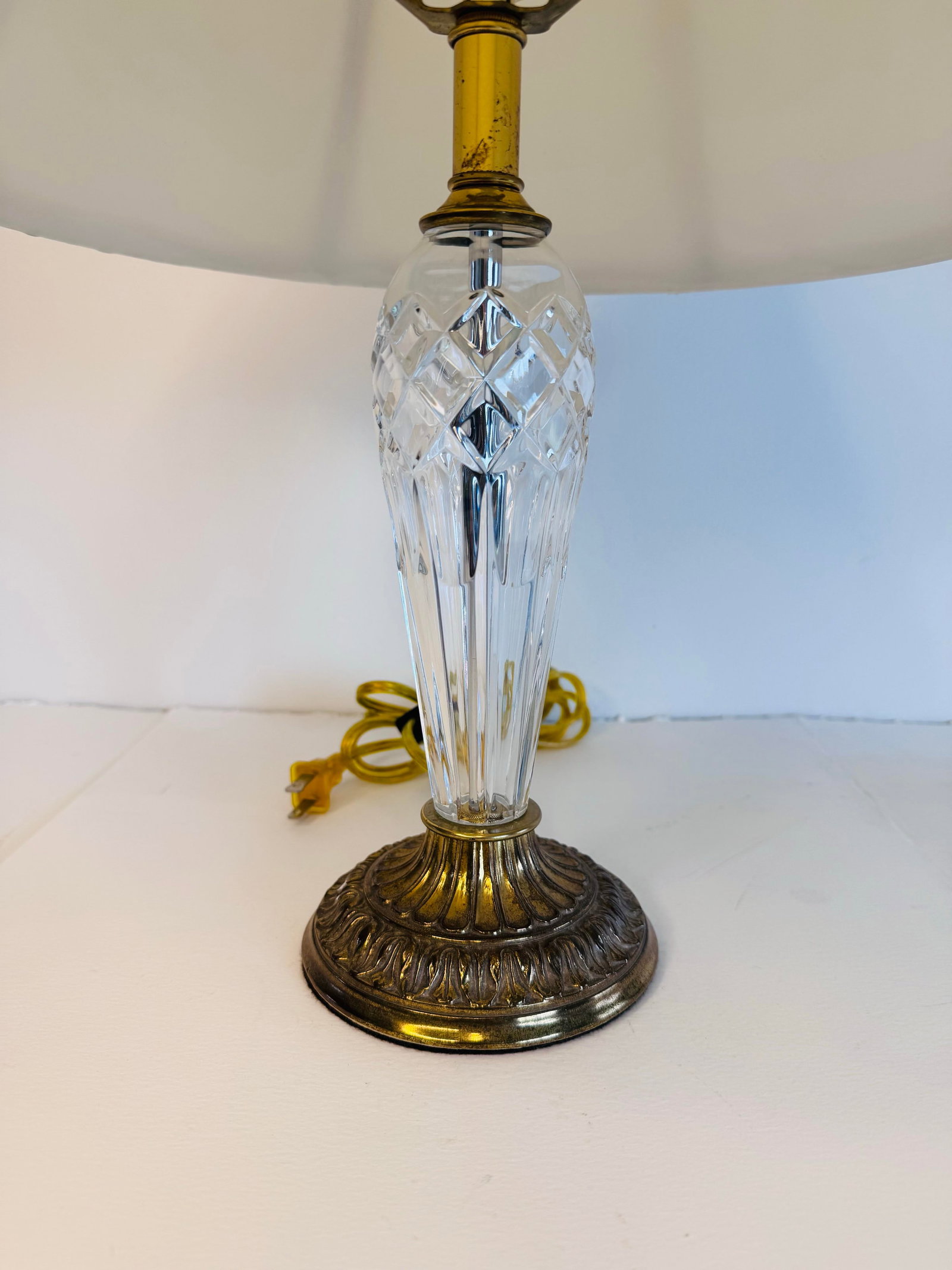 Waterford 1990s Irish Crystal Belline Table Lamp With Shade - 3
