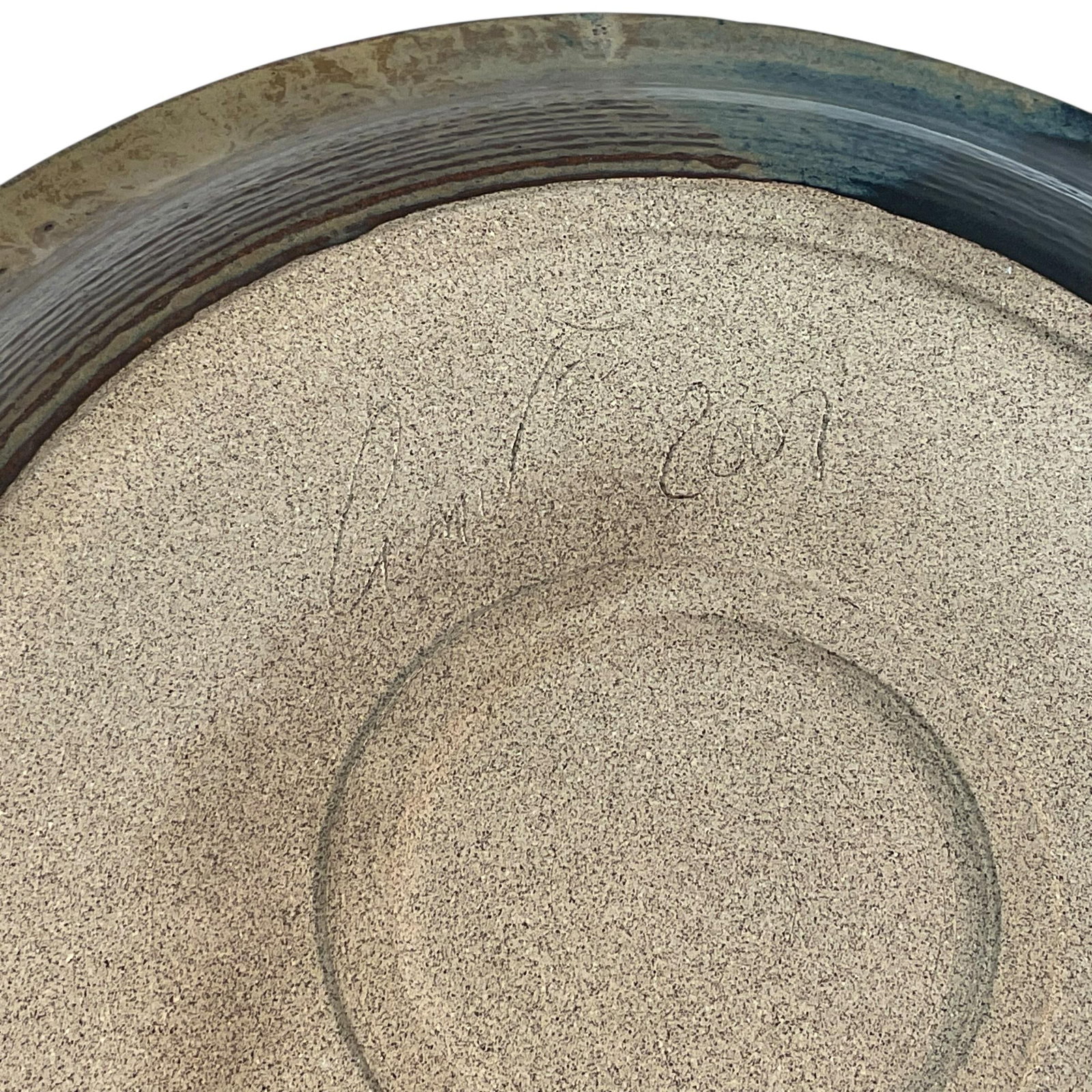 Vintage Art Pottery Bowl Large 14.5" Stoneware Signed 2001 - 13