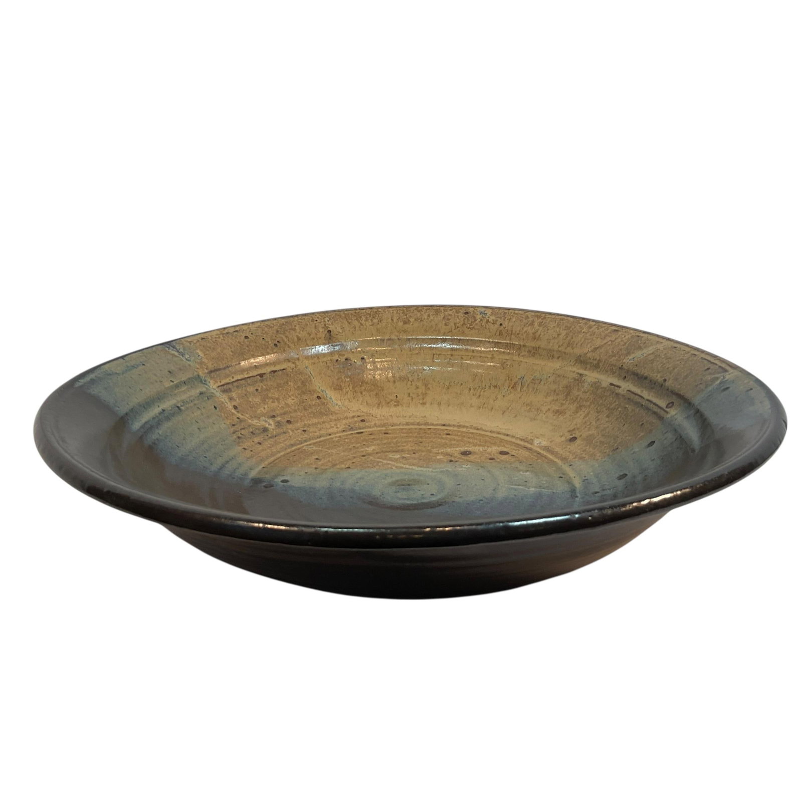 Vintage Art Pottery Bowl Large 14.5" Stoneware Signed 2001 - 3