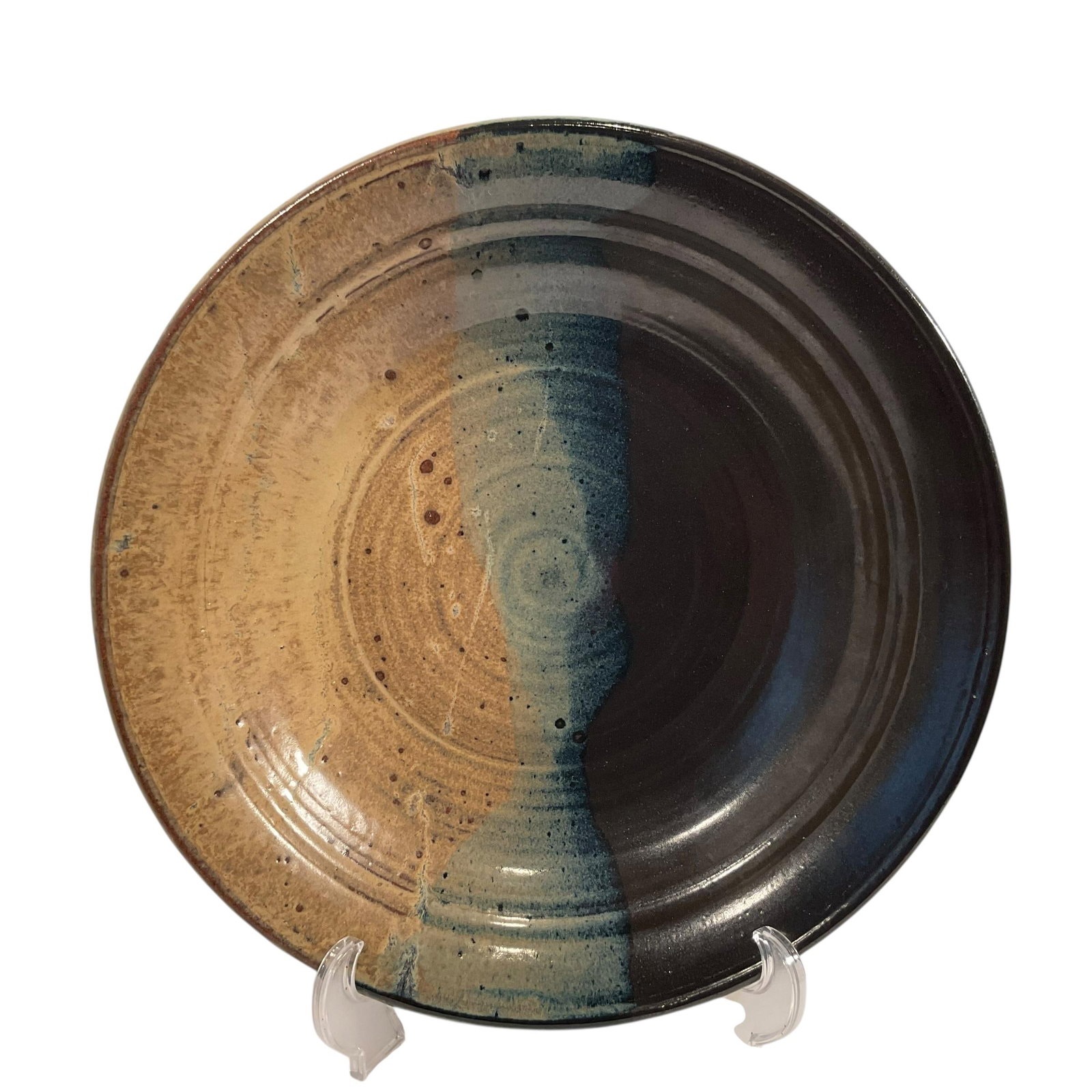 Vintage Art Pottery Bowl Large 14.5" Stoneware Signed 2001 - 7