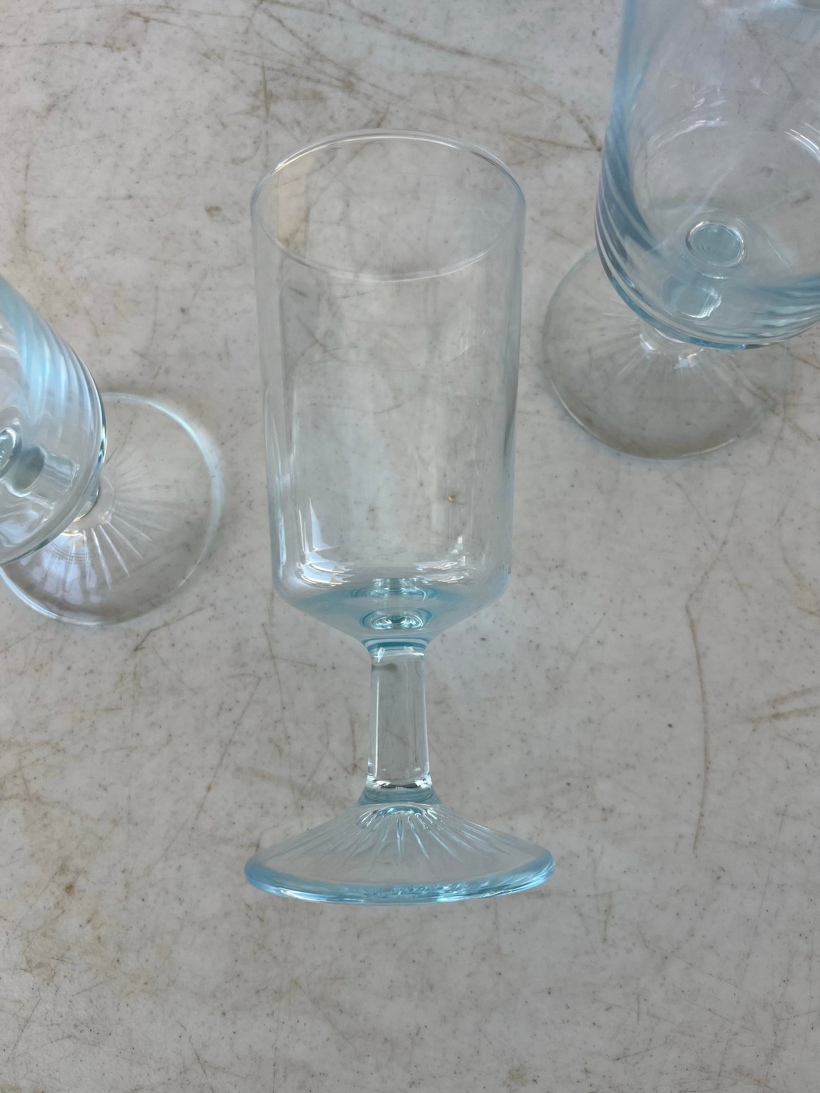 Vintage Aqua Blue Tint Wine Goblets- 6 - 9