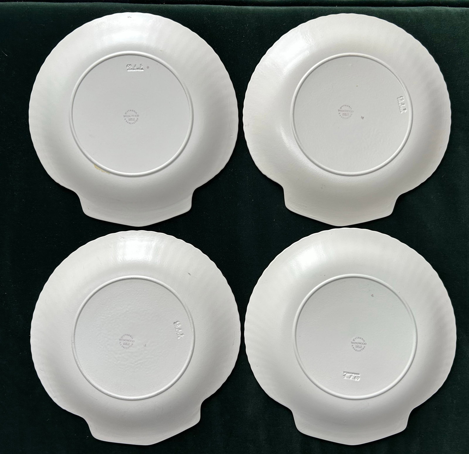 Vintage 1960's Wedgwood Etruria & Barlaston 9" Scallop Shell Luncheon Plates ~ Set of 4 - 4