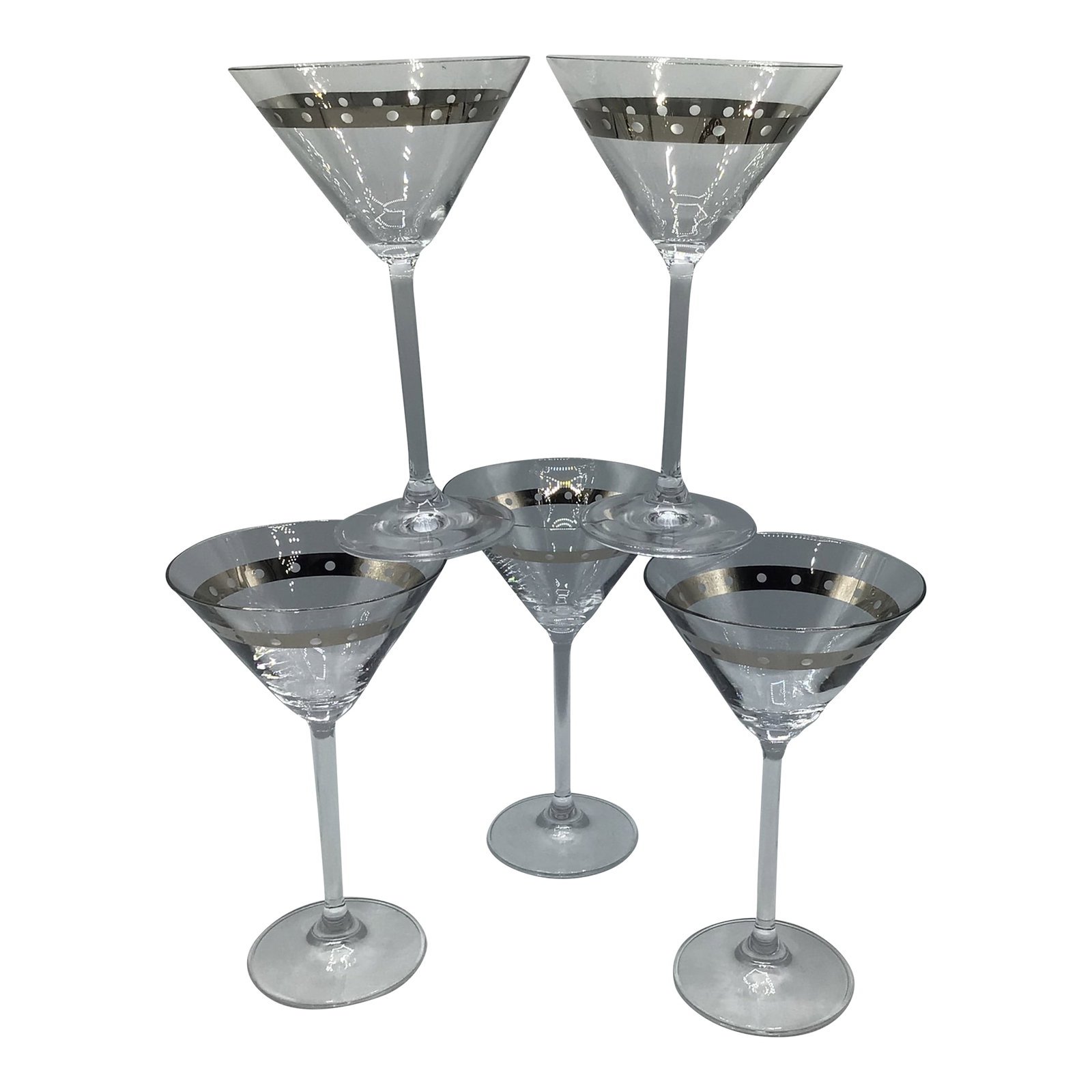 Platinum Dot Banded Martini Glasses by the Cellar of New York - Set of 5 (1 of 12)