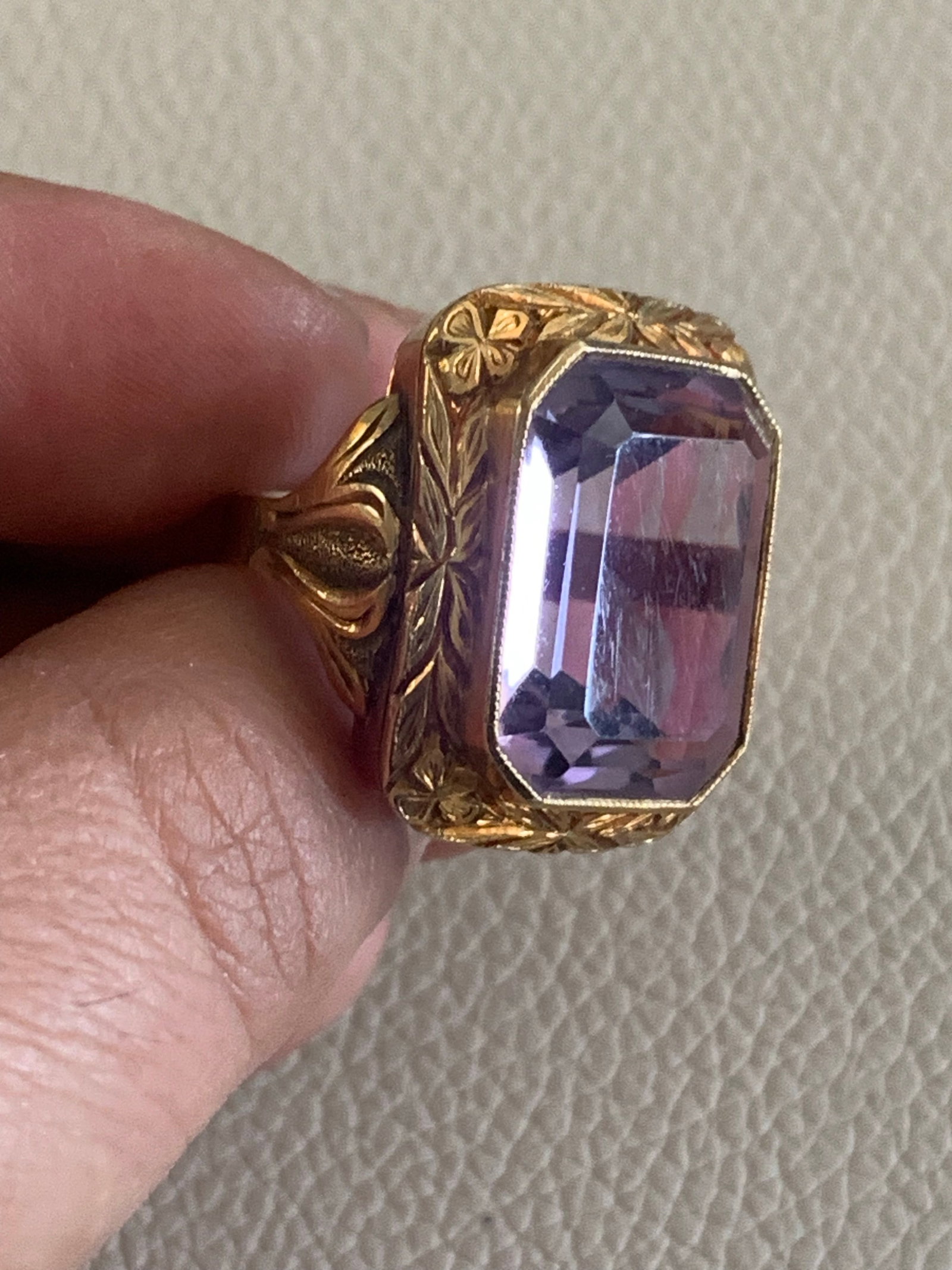 Antique 14k Gold and Amethyst Ring - Size 6 - 7
