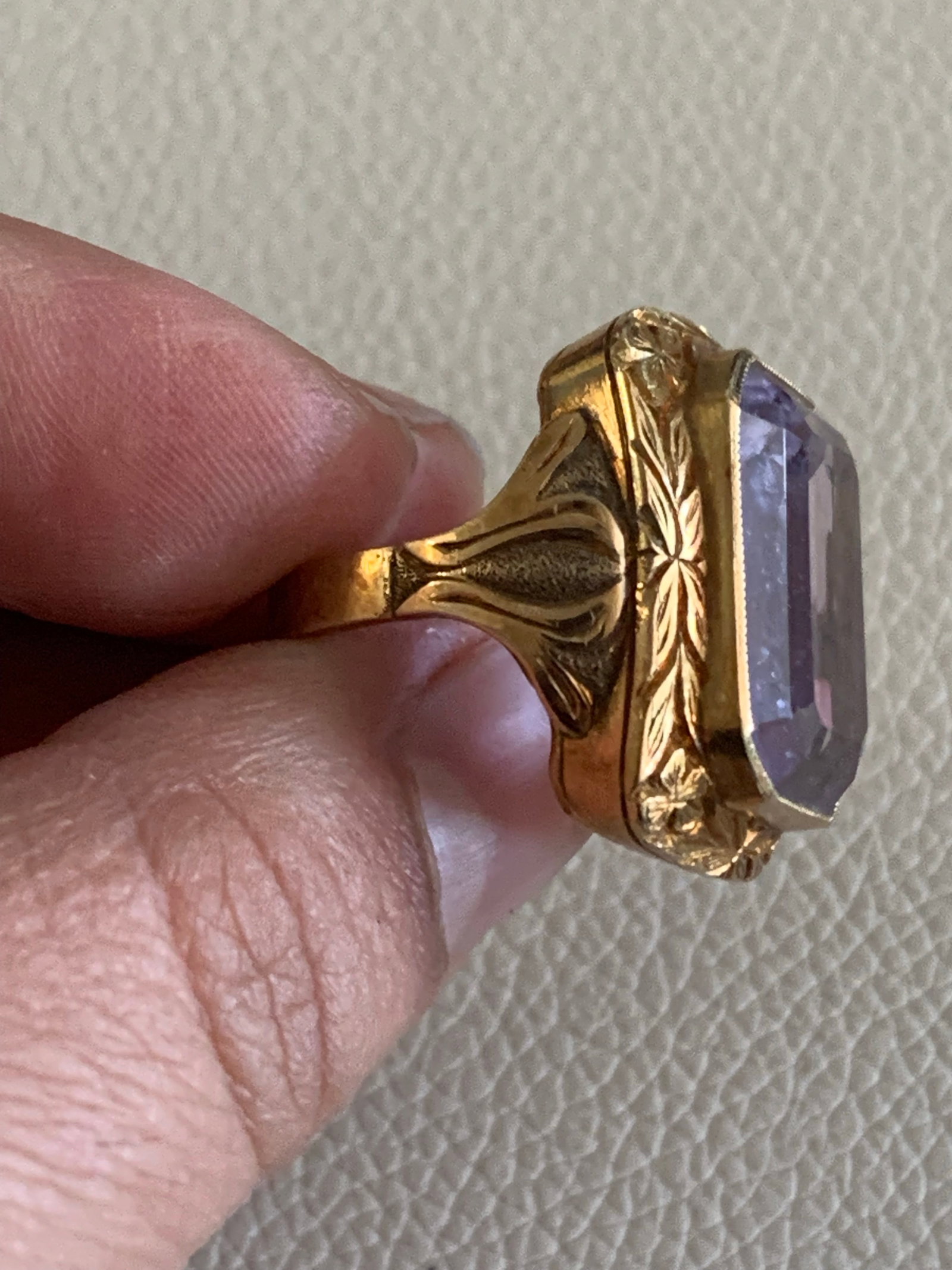 Antique 14k Gold and Amethyst Ring - Size 6 - 8