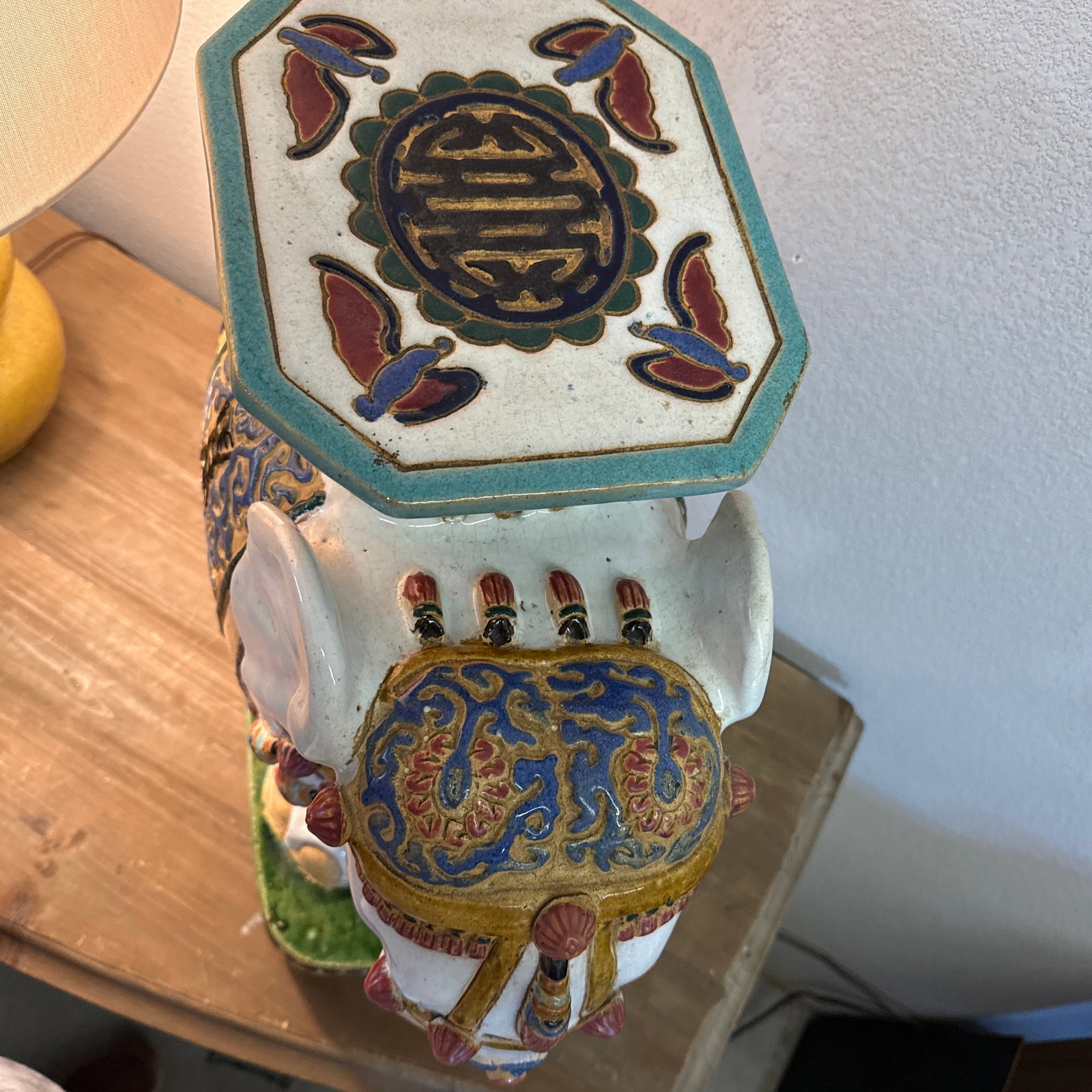 1970s Holly Wood Regency Style Ceramic Elephant Garden Stool - 4