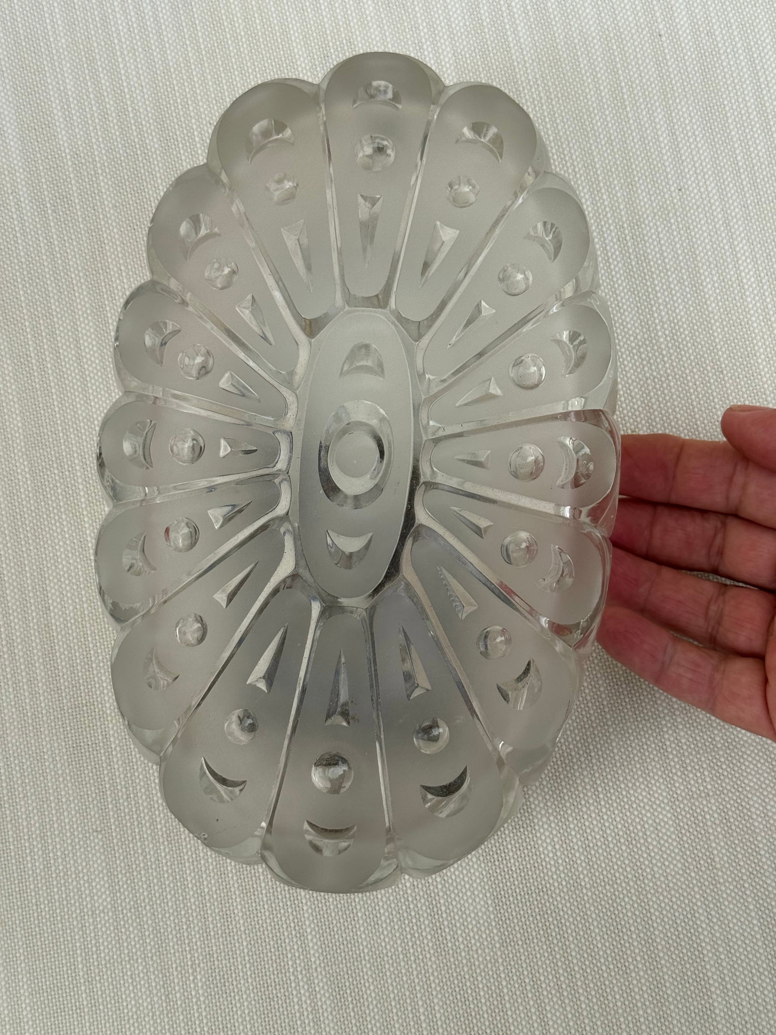 Vintage Wall Sconce Lighting: Mid- Century German Oval Art Glass - 2