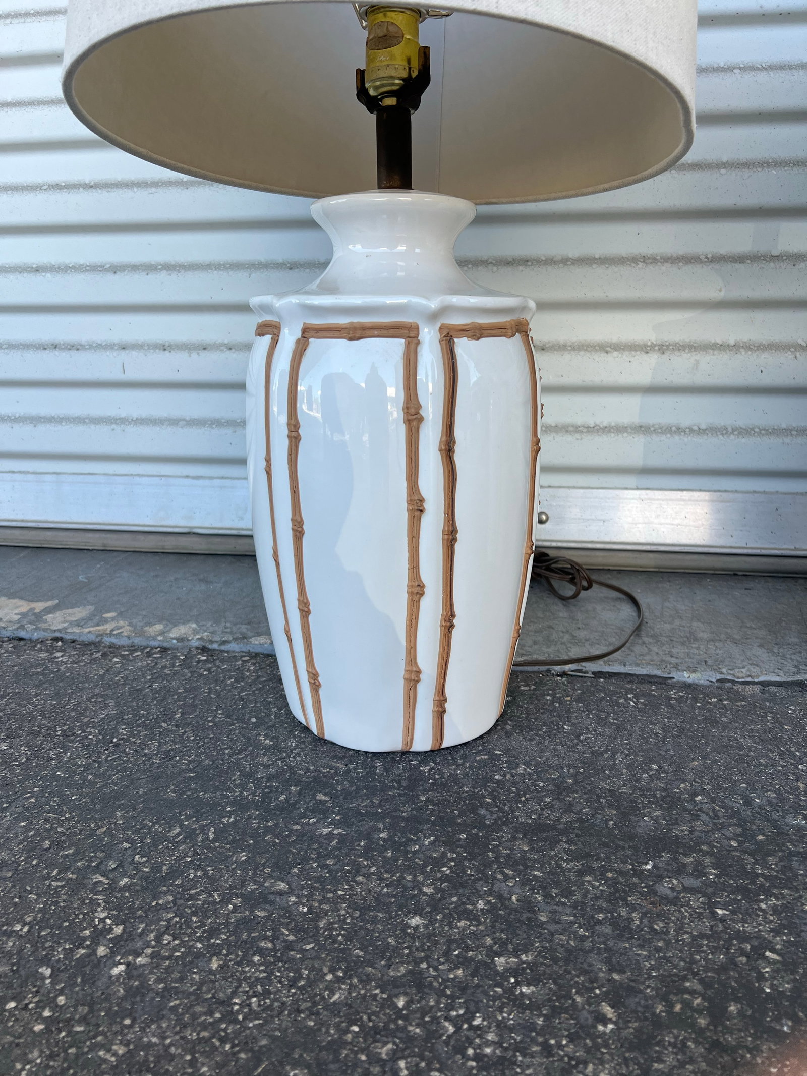Mid 20th Century Mid-Century Modern Faux Bamboo Ceramic Table Lamps - a Pair - 2