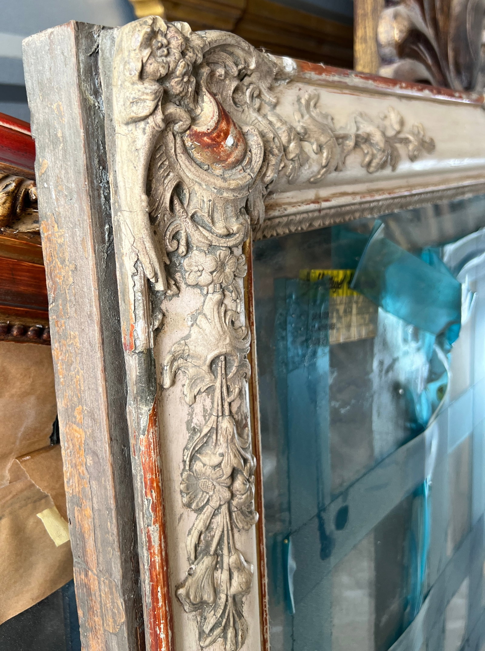French 19th Century Mantel Mirror With Original Glass & Paint - 10