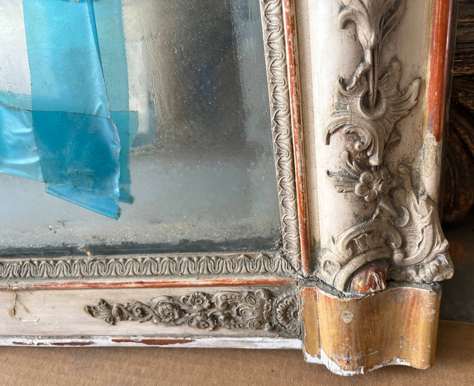 French 19th Century Mantel Mirror With Original Glass & Paint - 11