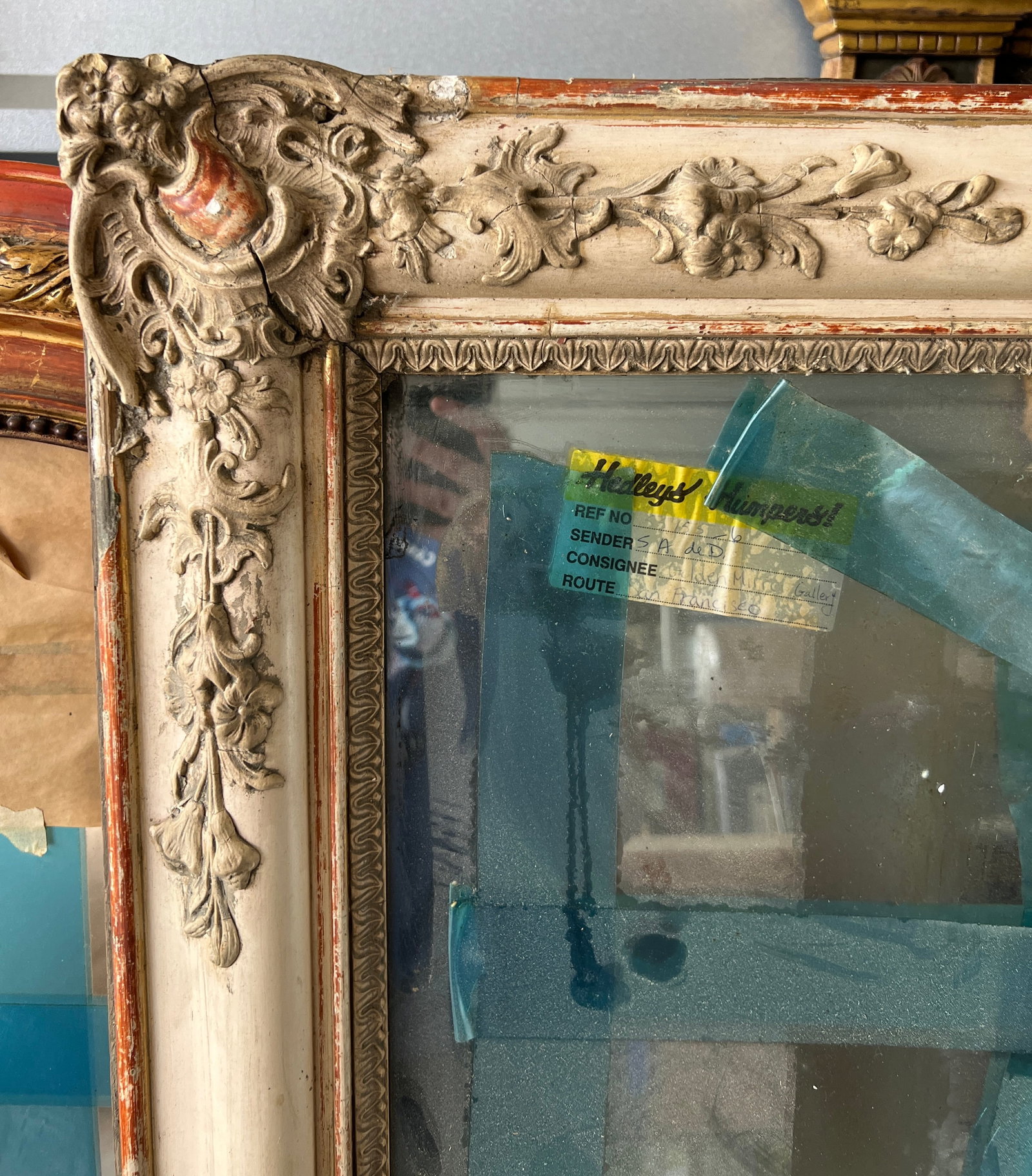 French 19th Century Mantel Mirror With Original Glass & Paint - 12