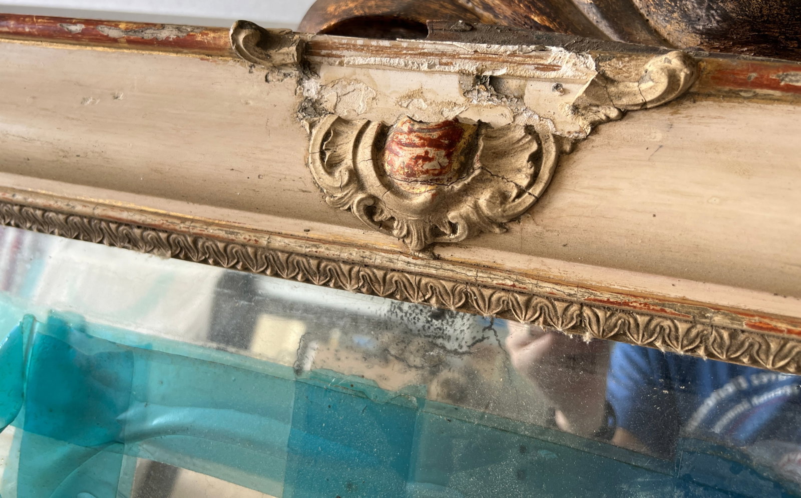 French 19th Century Mantel Mirror With Original Glass & Paint - 13