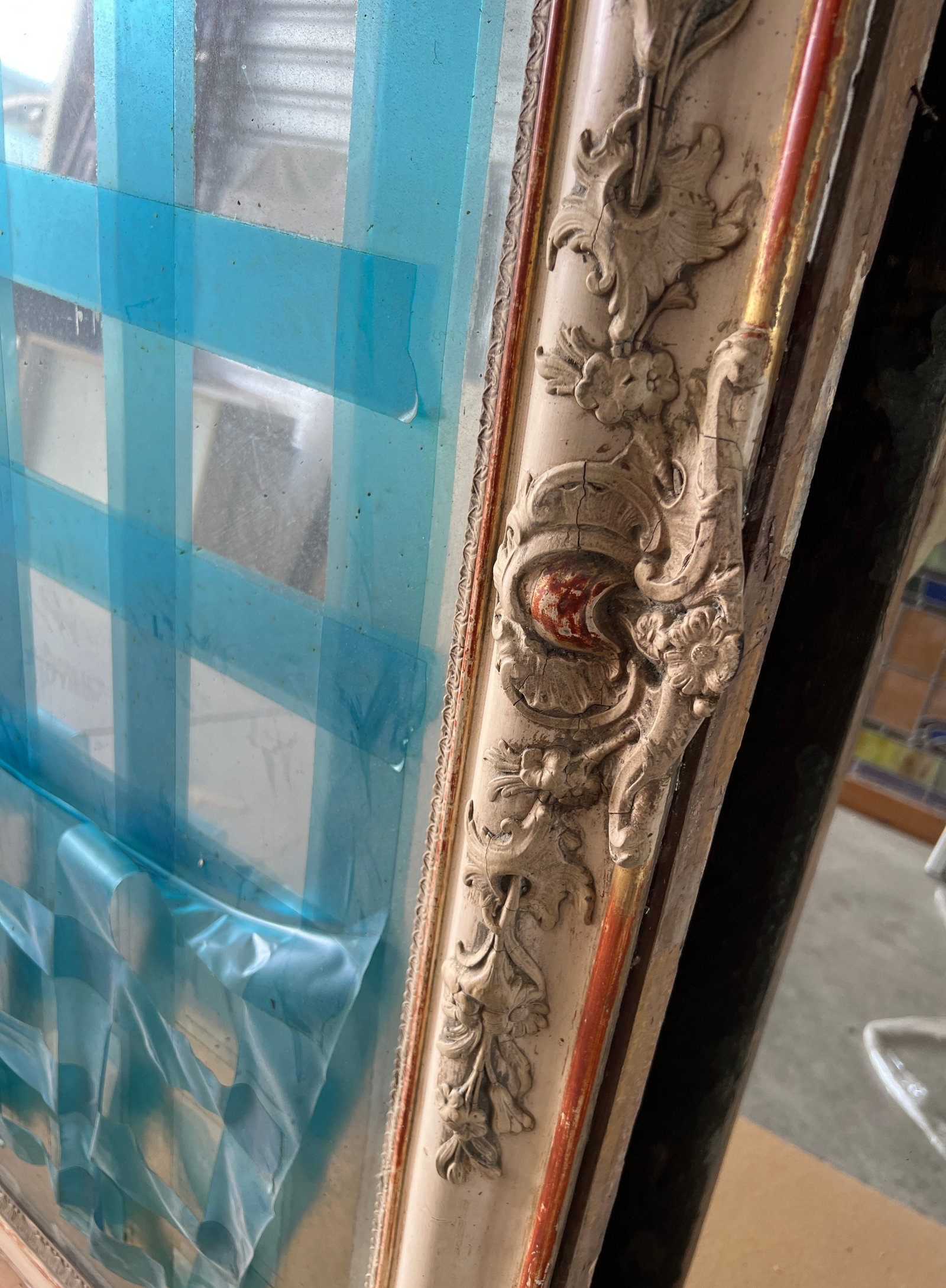 French 19th Century Mantel Mirror With Original Glass & Paint - 14