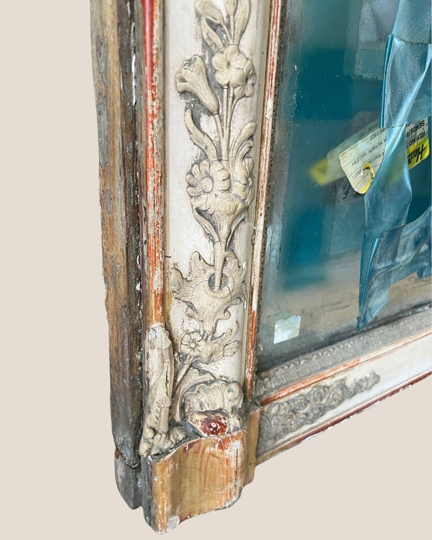 French 19th Century Mantel Mirror With Original Glass & Paint - 4