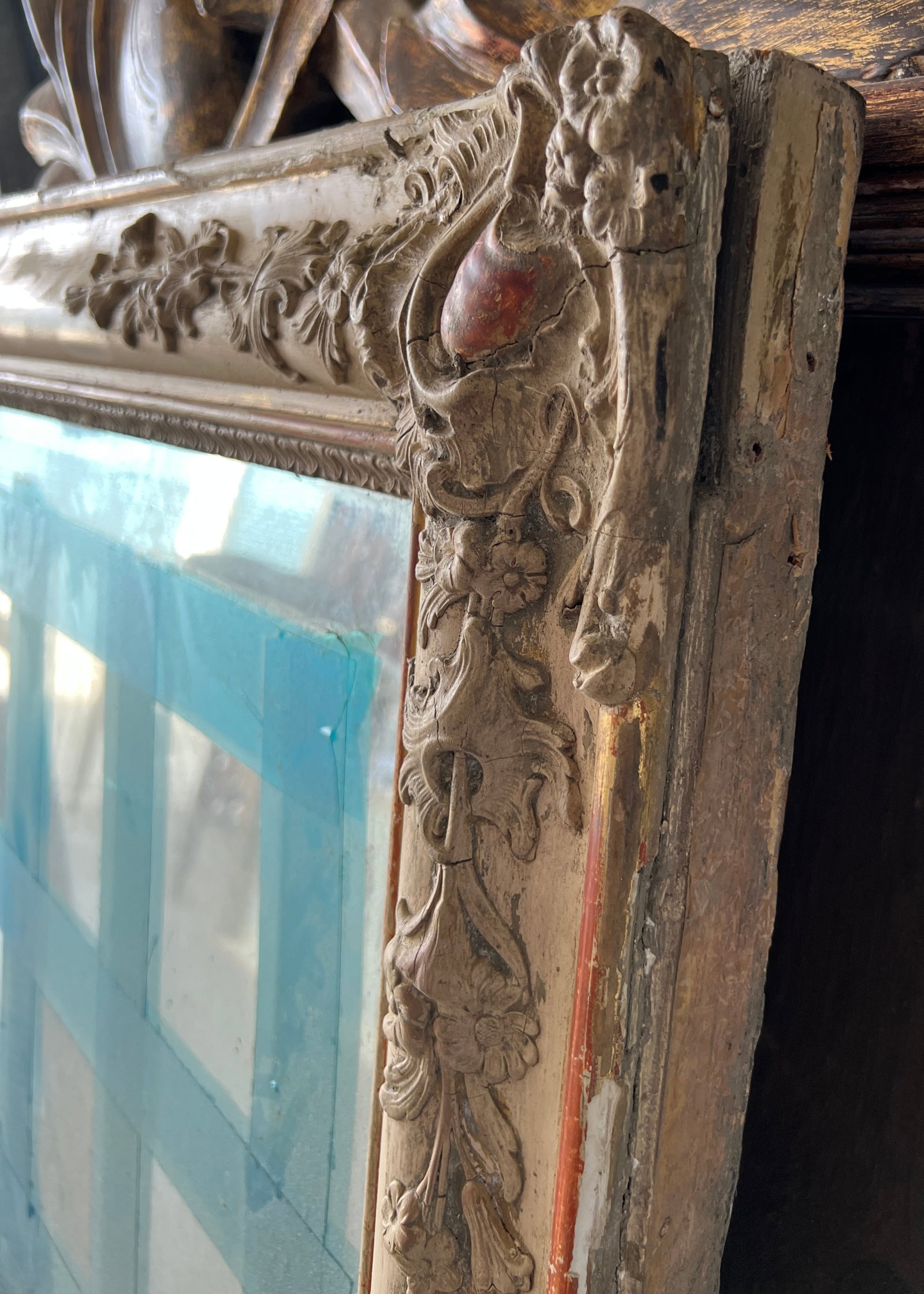 French 19th Century Mantel Mirror With Original Glass & Paint - 9