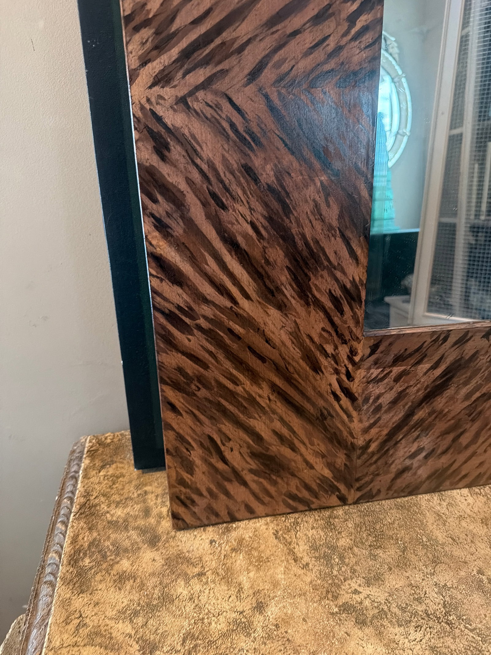 Irwin and Lane Hand Made and Hand Painted Faux Tortoiseshell Modern Mirror - 4
