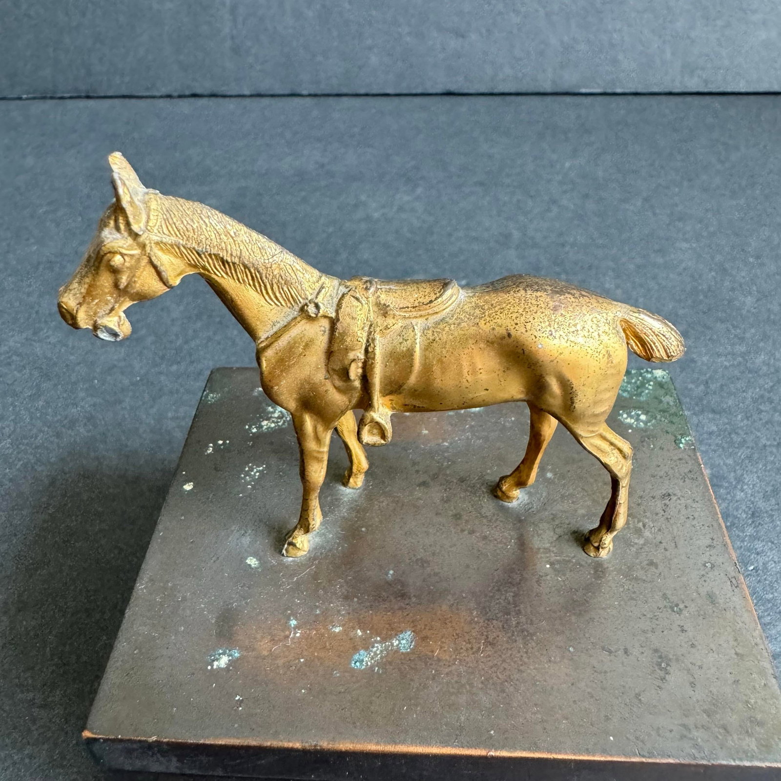 1940s Horse Statue Trophy Lidded Box Equestrian Ora Horse Racing Vintage Brass - 5