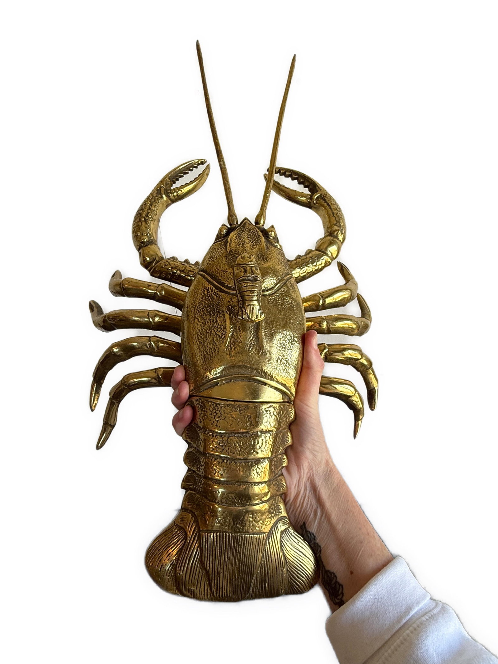 Large Vintage Brass Lobster Sculpture Box - 2