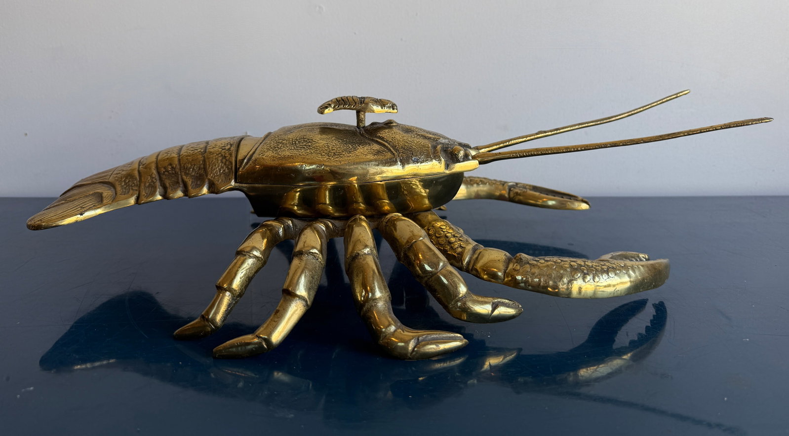 Large Vintage Brass Lobster Sculpture Box - 6