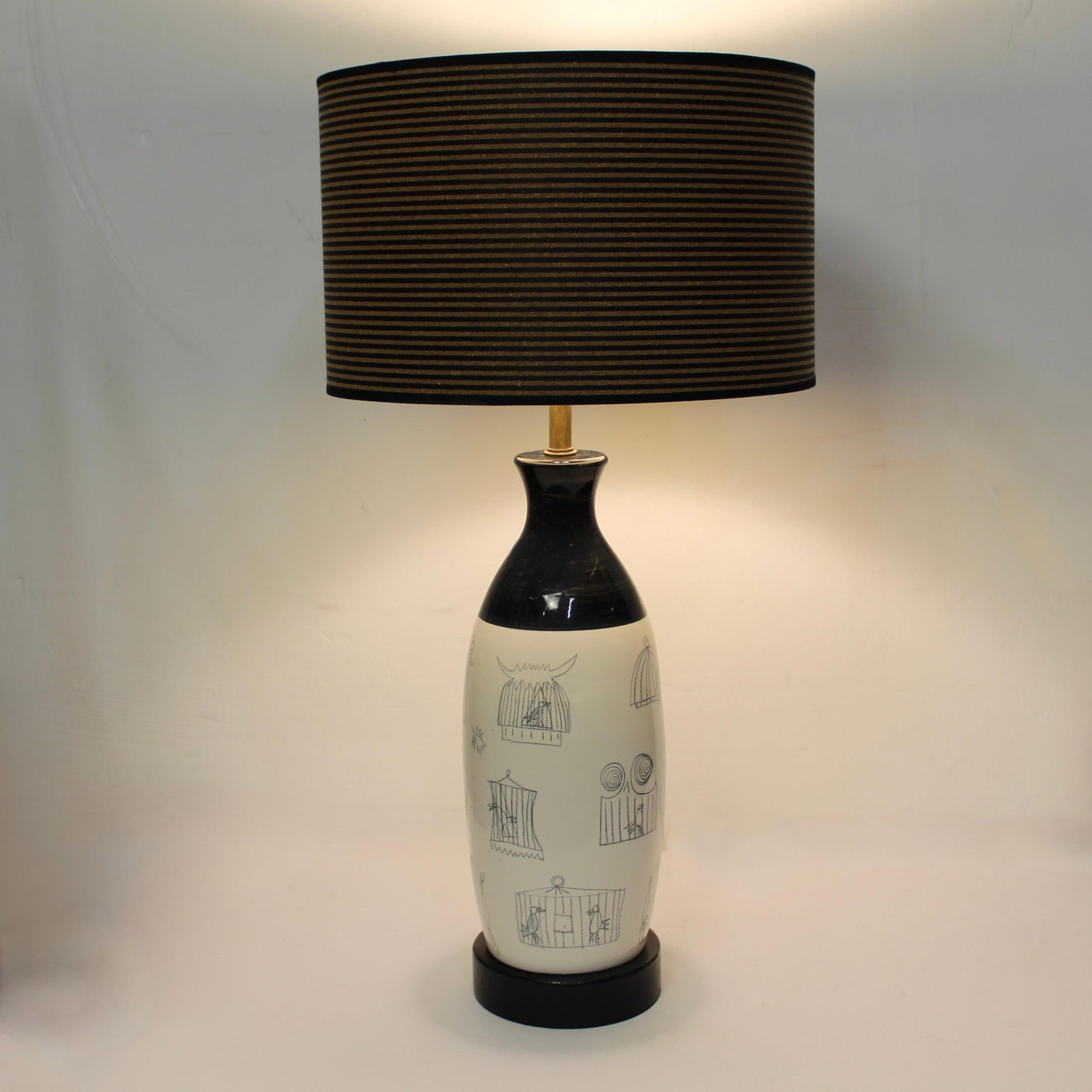 Vintage Modern Large Ceramic Table Lamp by Elc Du Nord of France | Birdcages Design - 3