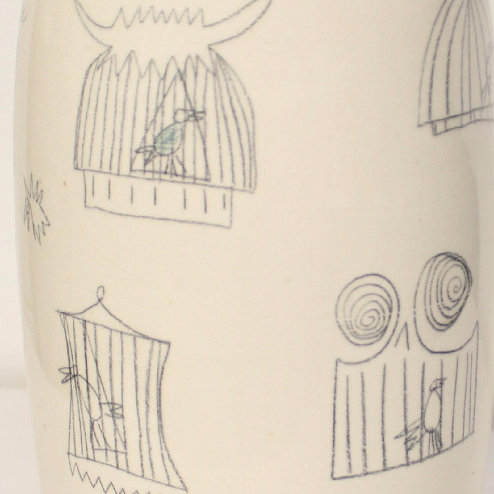 Vintage Modern Large Ceramic Table Lamp by Elc Du Nord of France | Birdcages Design - 6
