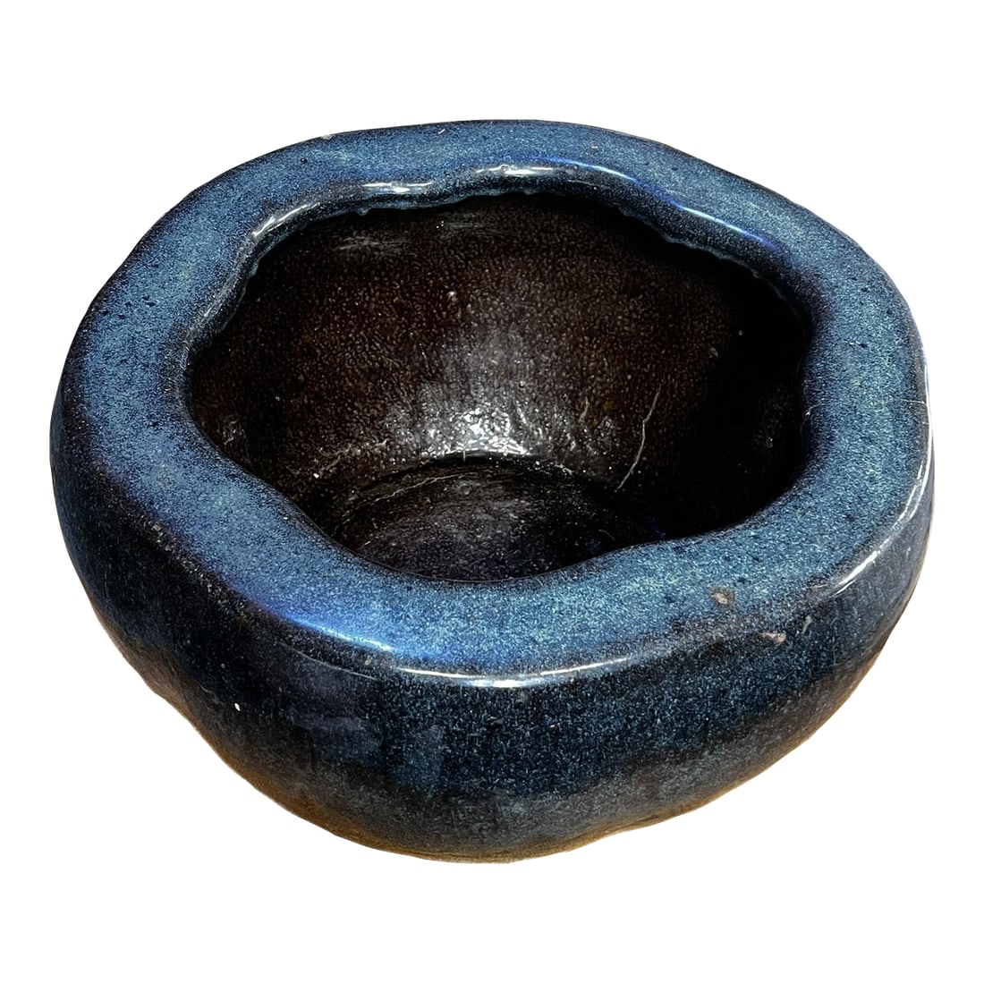 Large Early 20th Century Blue Flambe Glaze Pot (1 of 12)