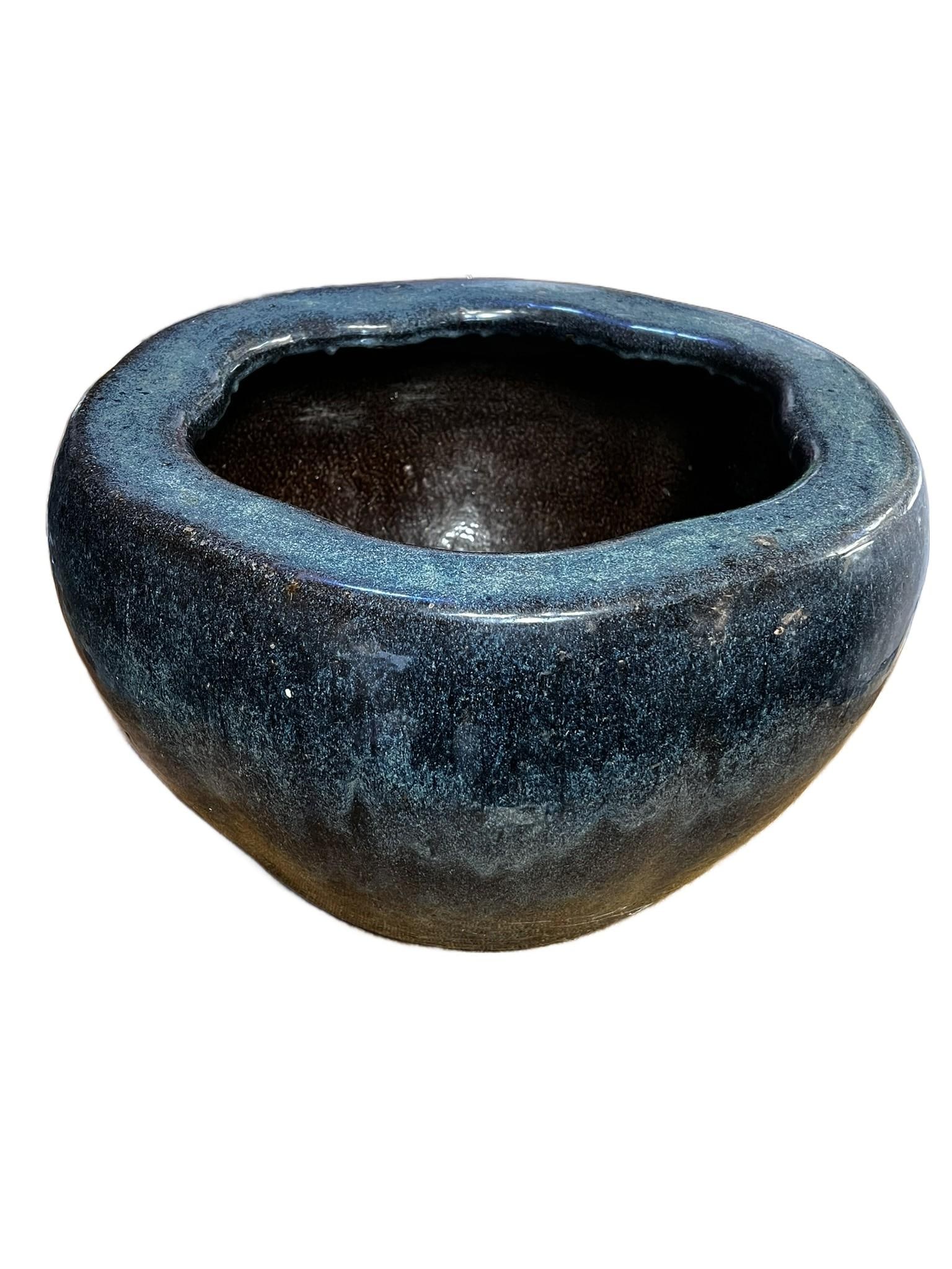 Large Early 20th Century Blue Flambe Glaze Pot - 2