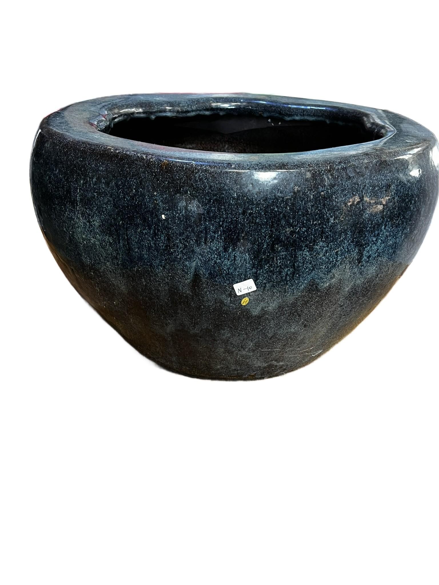 Large Early 20th Century Blue Flambe Glaze Pot - 3
