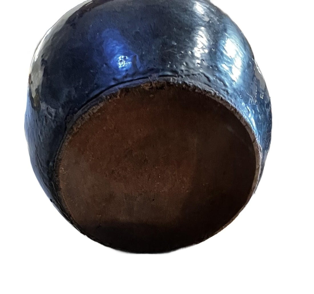 Large Early 20th Century Blue Flambe Glaze Pot - 8