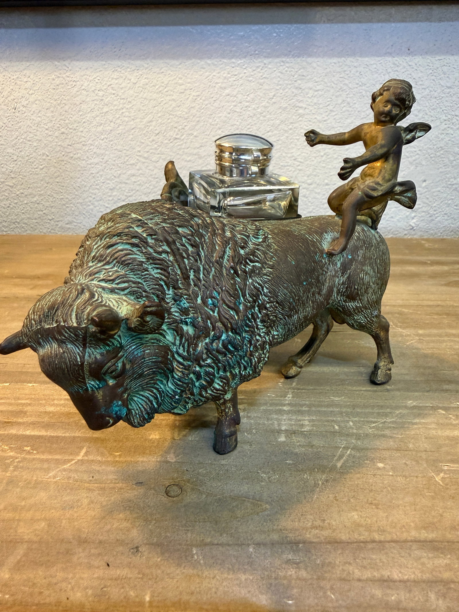 Late 19th Century American Bison Bronze Ink Well - 3
