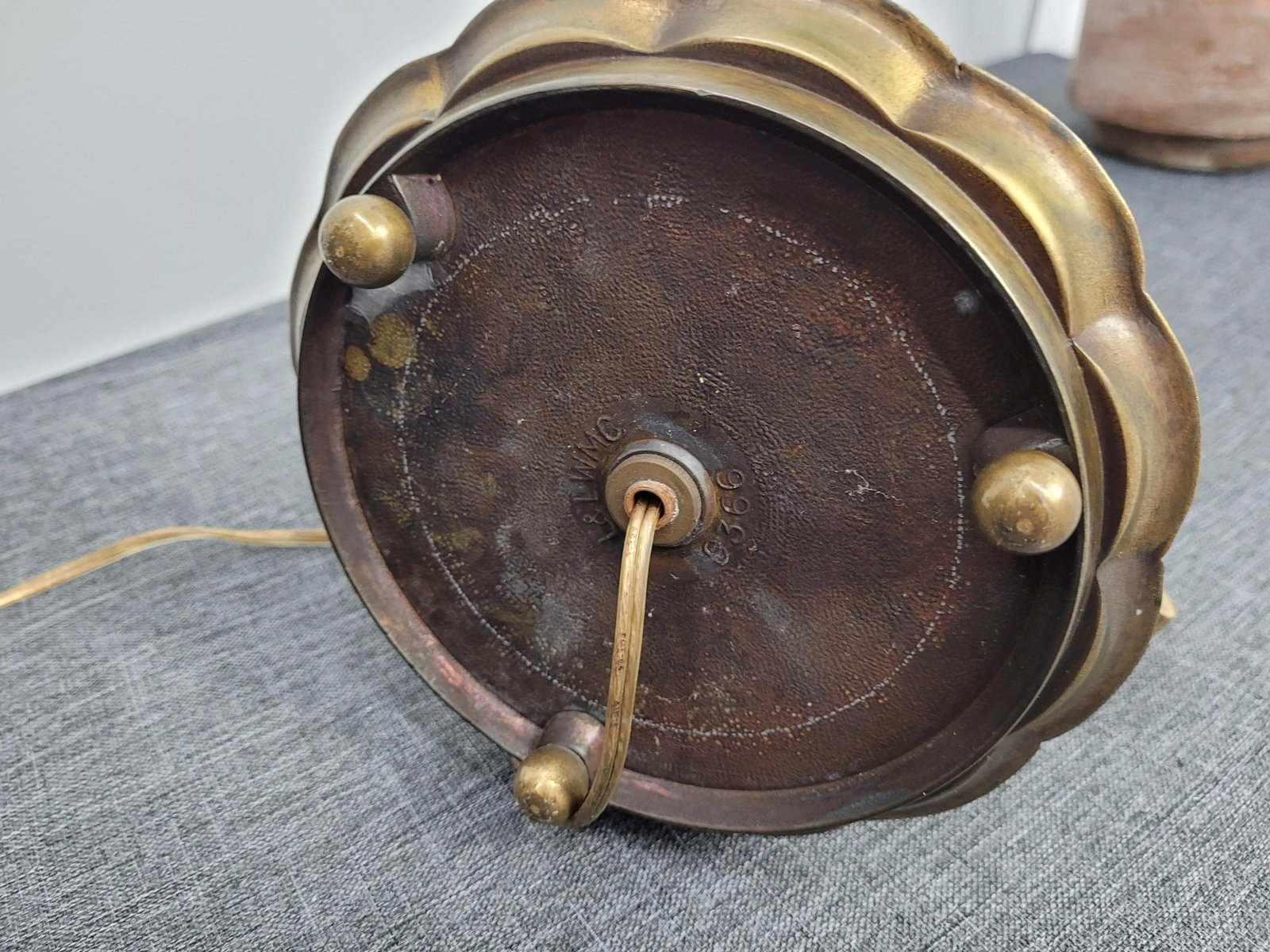 Vintage 1970s Frederick Cooper Brass Candlestick Table Lamp with Bell - 2