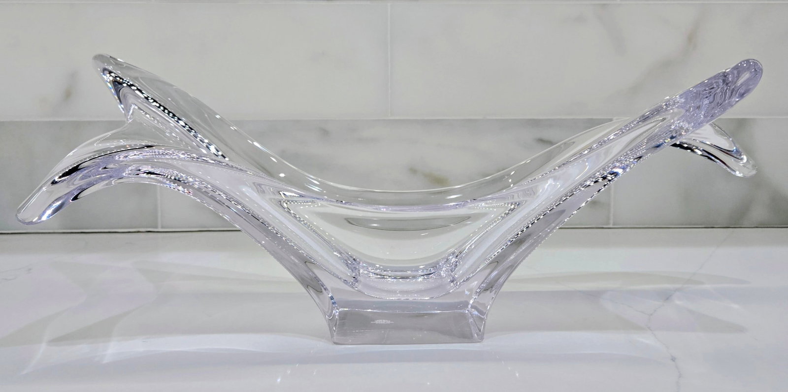 1970s Cofrac Art Verrier Freeform Crystal Centerpiece Bowl - France - 2