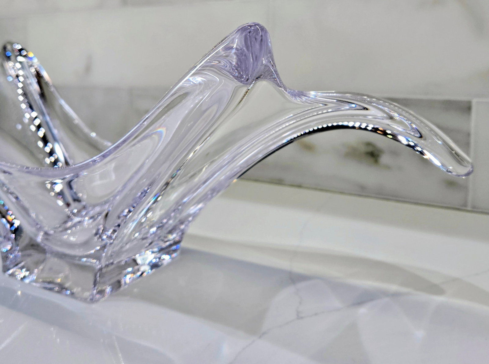 1970s Cofrac Art Verrier Freeform Crystal Centerpiece Bowl - France - 3