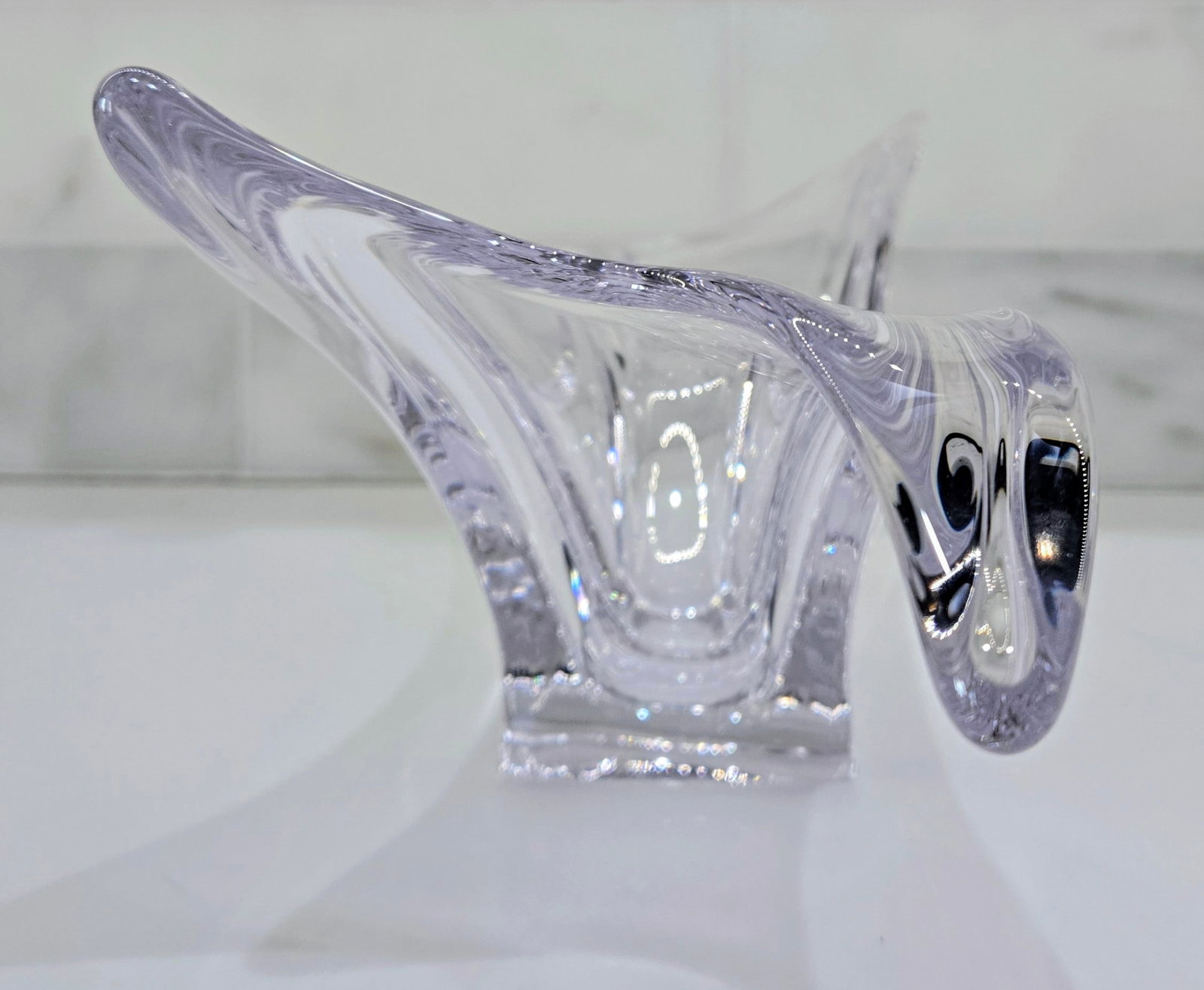 1970s Cofrac Art Verrier Freeform Crystal Centerpiece Bowl - France - 5