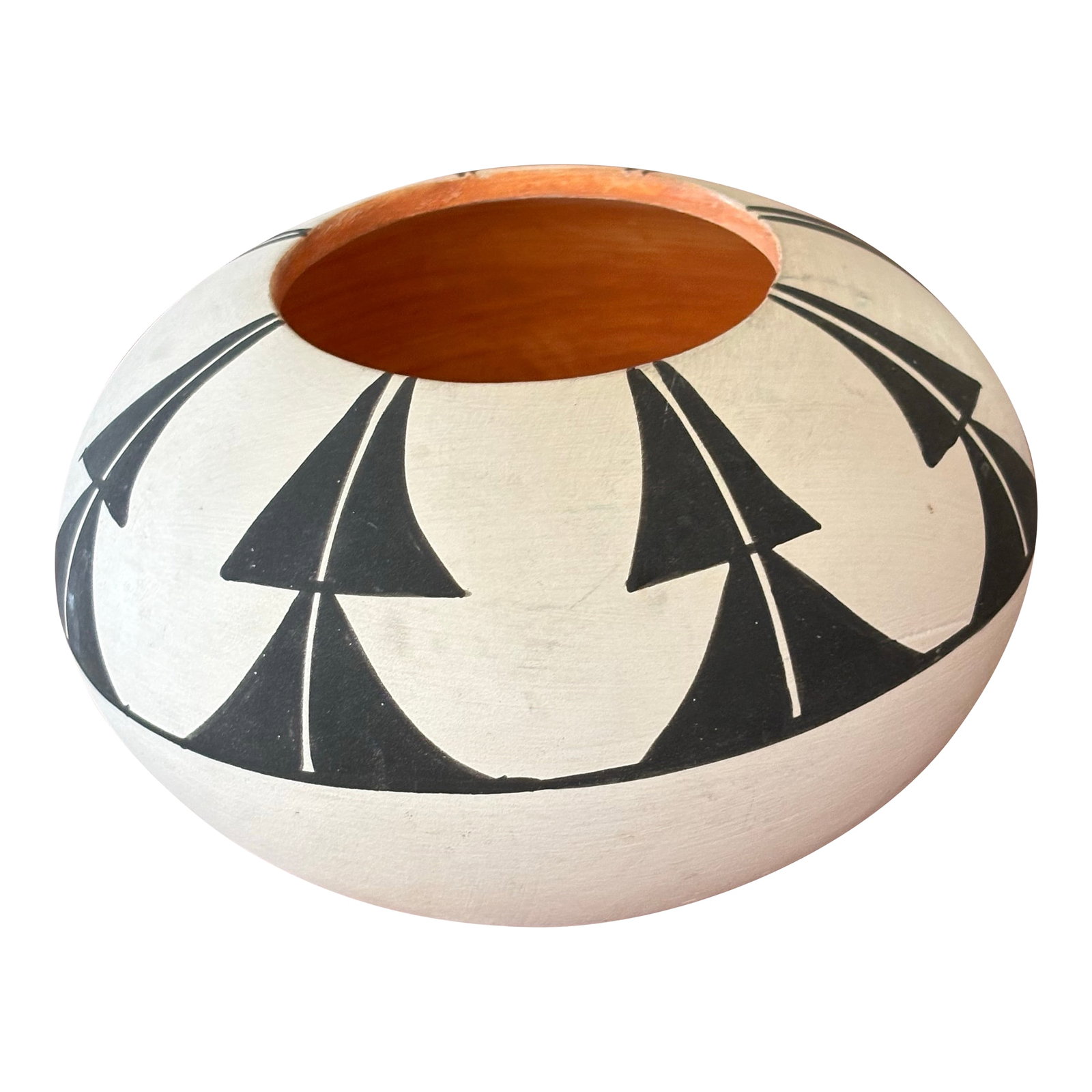 Signed Santa Clara Pueblo Pottery Bowl by Martha Concho - Black on Cream With Red Interior (1 of 6)
